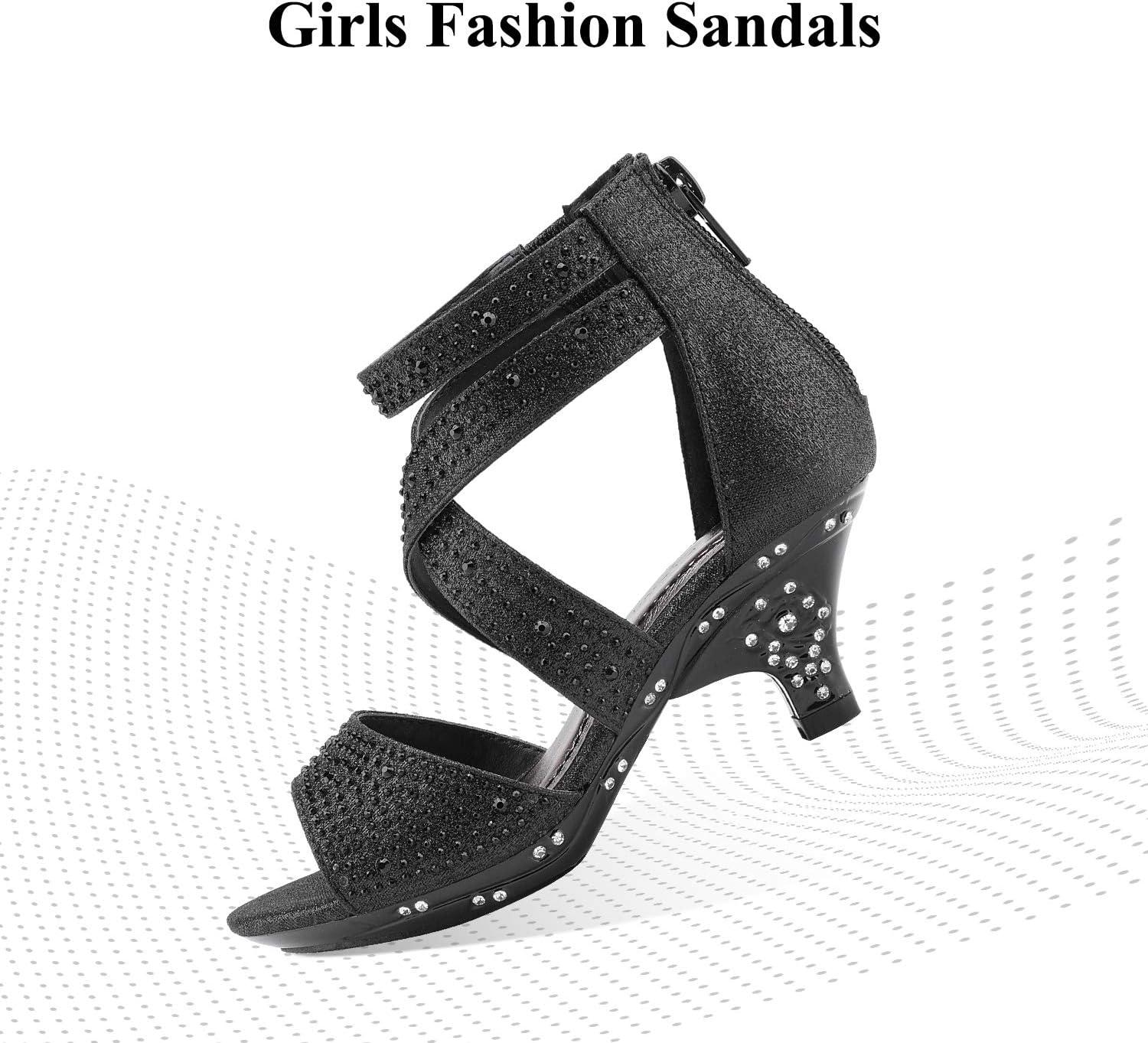 imageDREAM PAIRS Girls Sandals Low Heel Dress Pump SandalsBlack