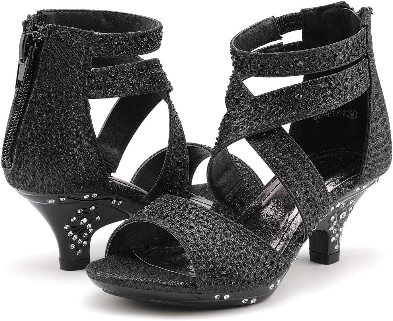 imageDREAM PAIRS Girls Sandals Low Heel Dress Pump SandalsBlack