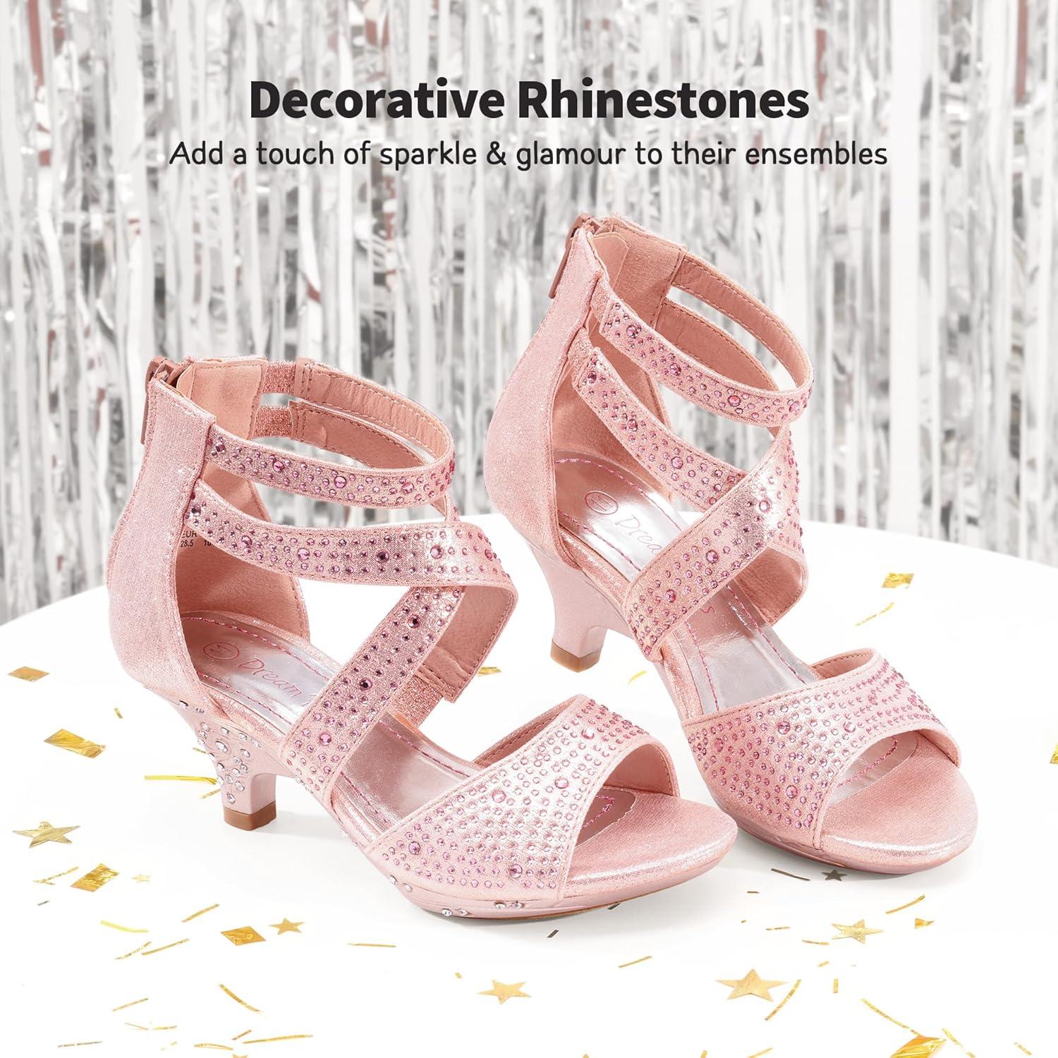 imageDREAM PAIRS Girls Sandals Low Heel Dress Pump SandalsPink