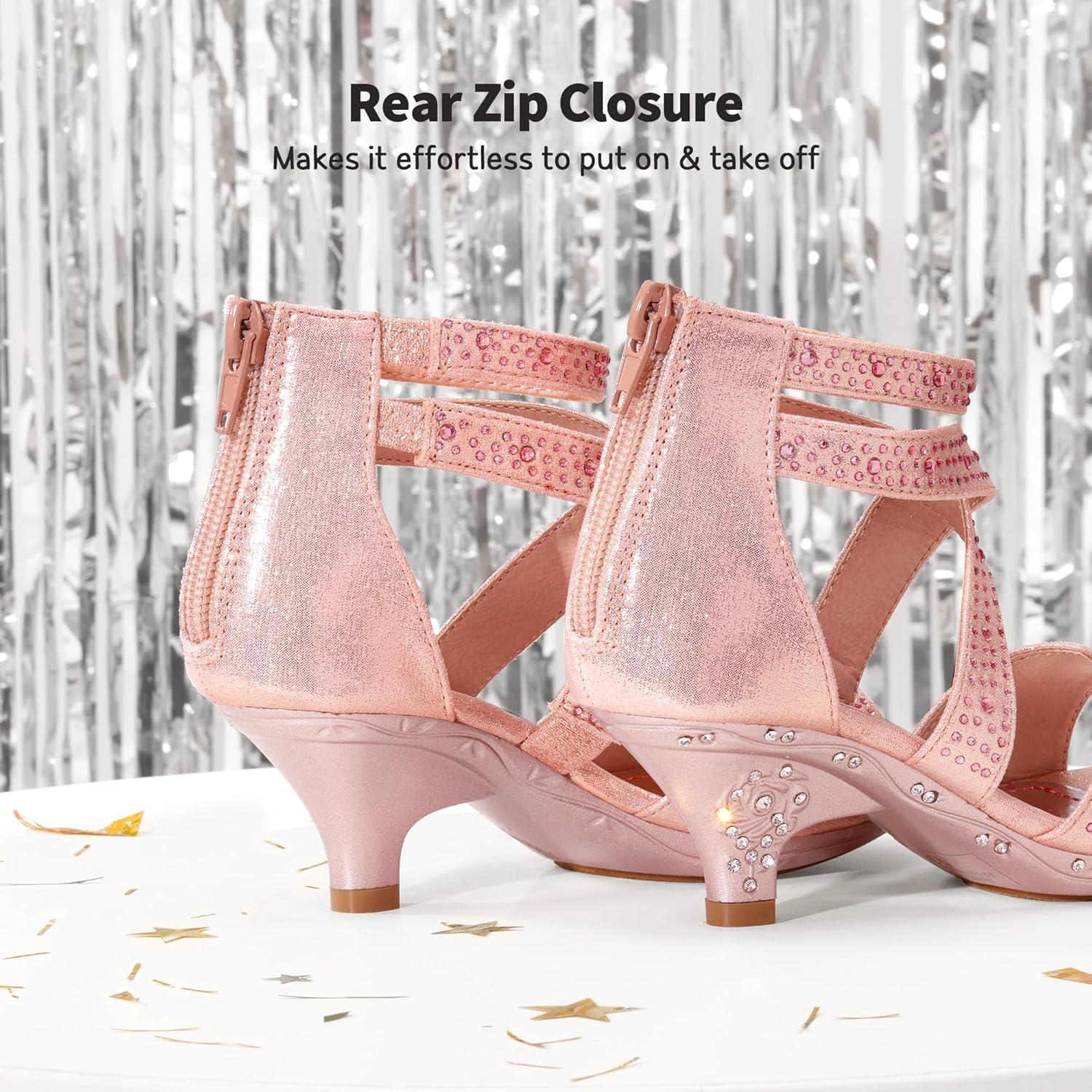 imageDREAM PAIRS Girls Sandals Low Heel Dress Pump SandalsPink