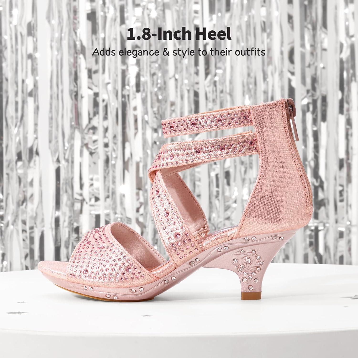 imageDREAM PAIRS Girls Sandals Low Heel Dress Pump SandalsPink