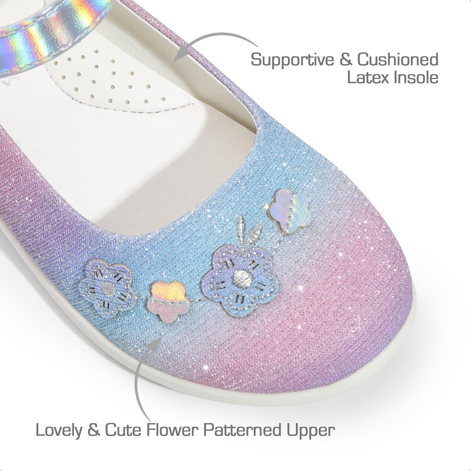 imageDREAM PAIRS Girls School Uniform Dress Shoes Mary Jane Black FlatsRainbow