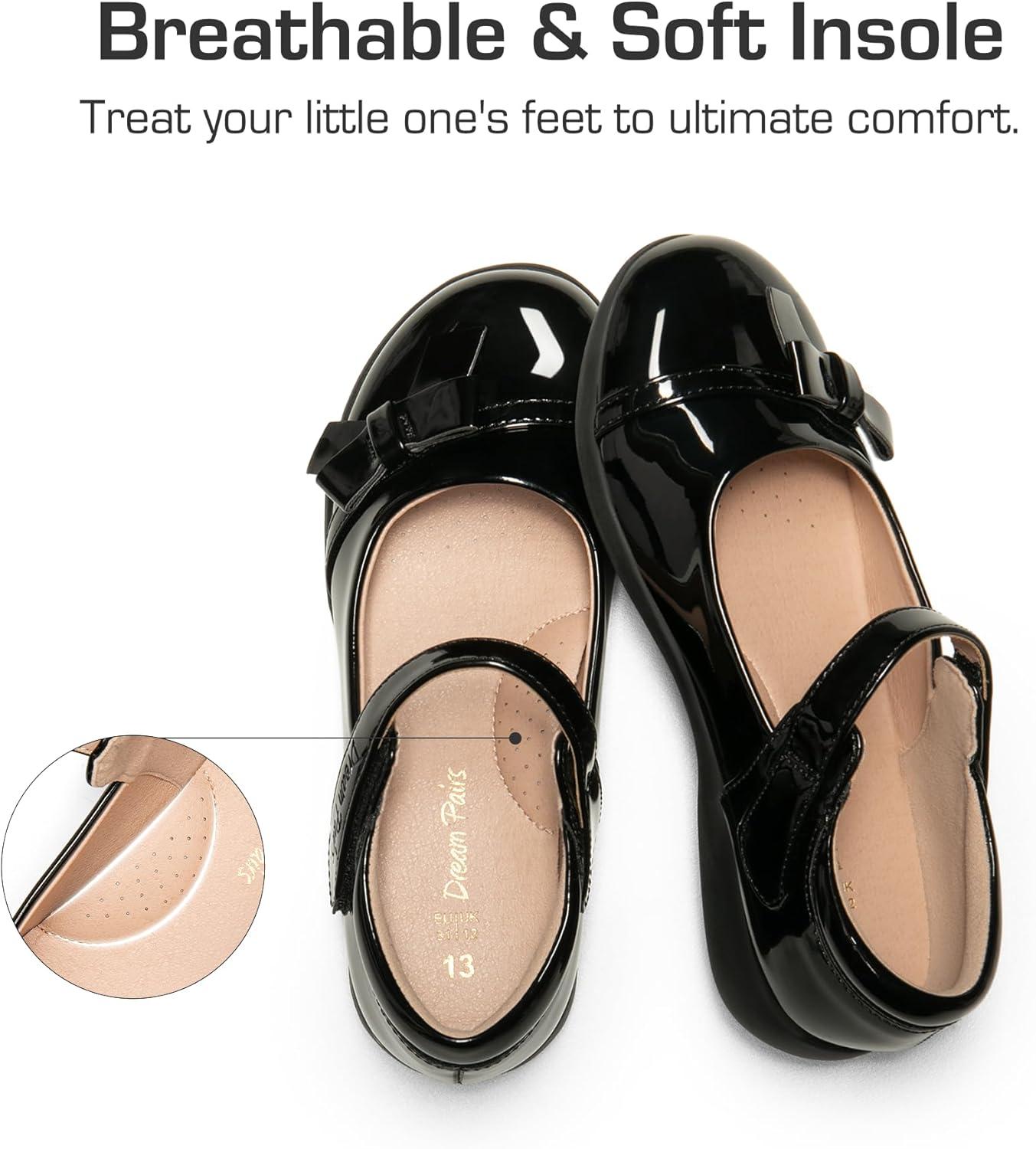 imageDREAM PAIRS Girls School Uniform Shoes Mary Jane Dress FlatsLittle KidBig KidBlackPat