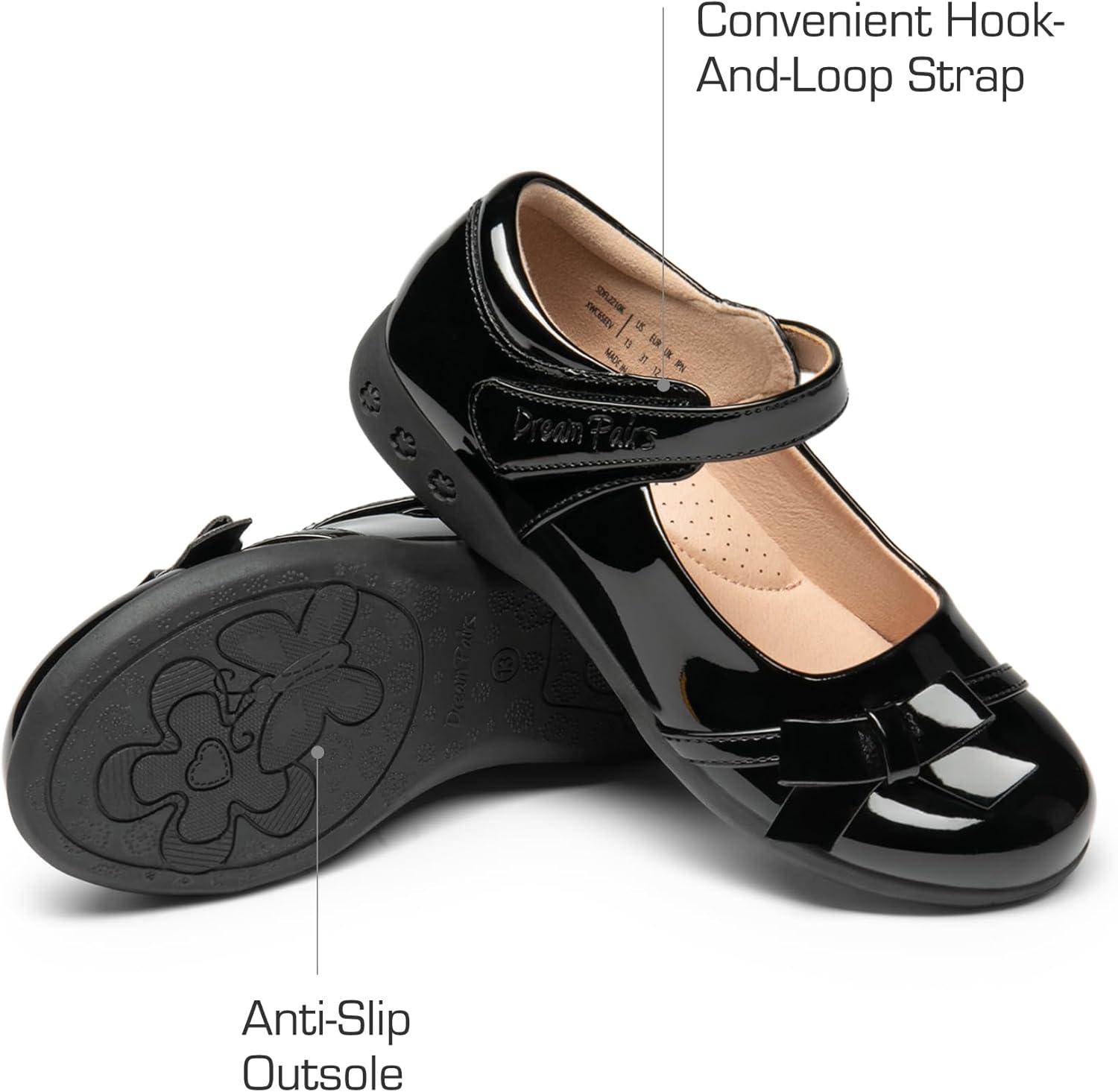 imageDREAM PAIRS Girls School Uniform Shoes Mary Jane Dress FlatsLittle KidBig KidBlackPat