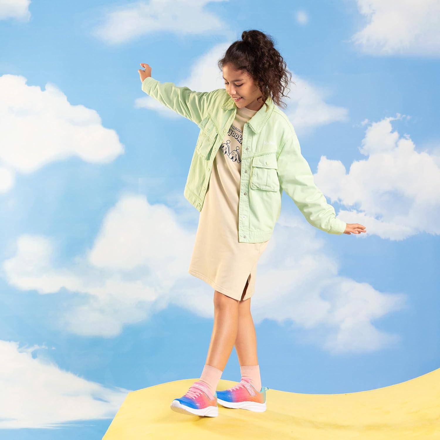 imageDREAM PAIRS Girls Shoes Kids Tennis Sparkle Ease Running Athletic Lightweight Sneakers for LittleBig Kids ToddlerBlueHot PinkGreen