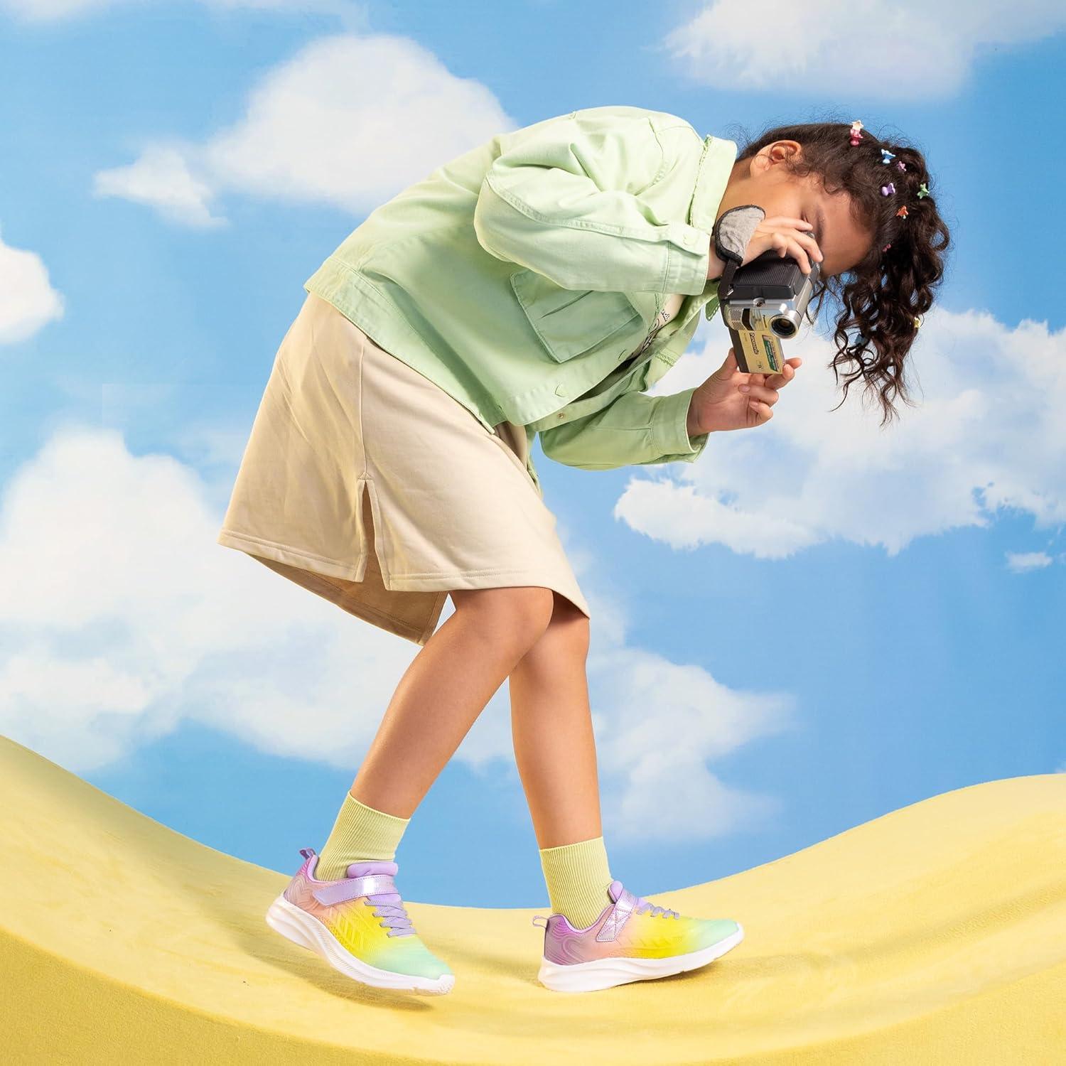 imageDREAM PAIRS Girls Shoes Kids Tennis Sparkle Ease Running Athletic Lightweight Sneakers for LittleBig Kids ToddlerGreenYellowPurple