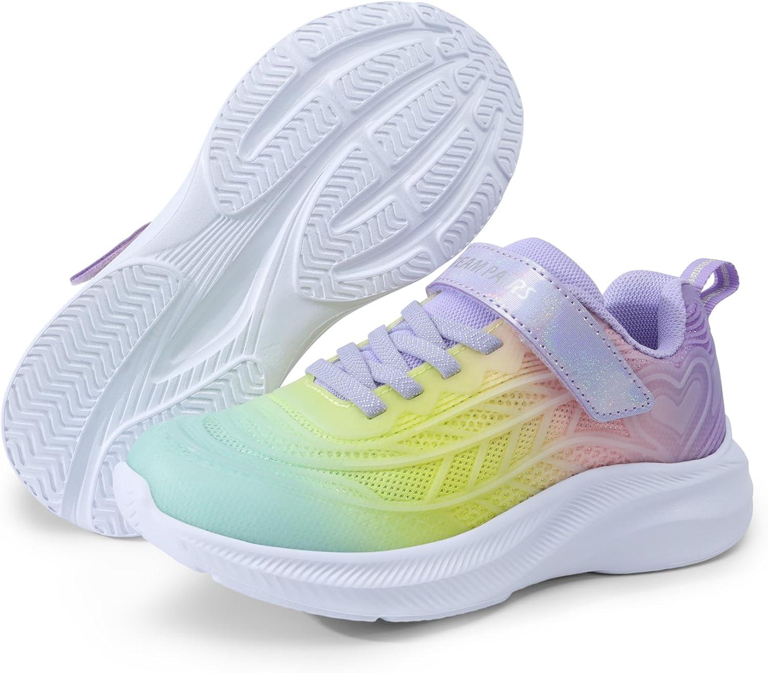 imageDREAM PAIRS Girls Shoes Kids Tennis Sparkle Ease Running Athletic Lightweight Sneakers for LittleBig Kids ToddlerGreenYellowPurple