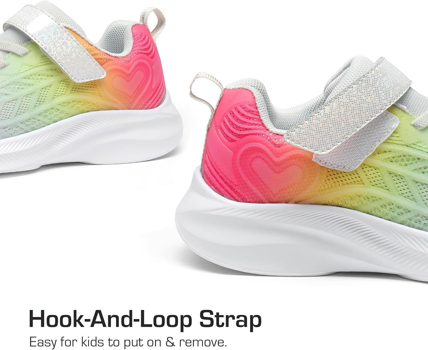 imageDREAM PAIRS Girls Shoes Kids Tennis Sparkle Ease Running Athletic Lightweight Sneakers for LittleBig Kids ToddlerHot PinkYellowOrange