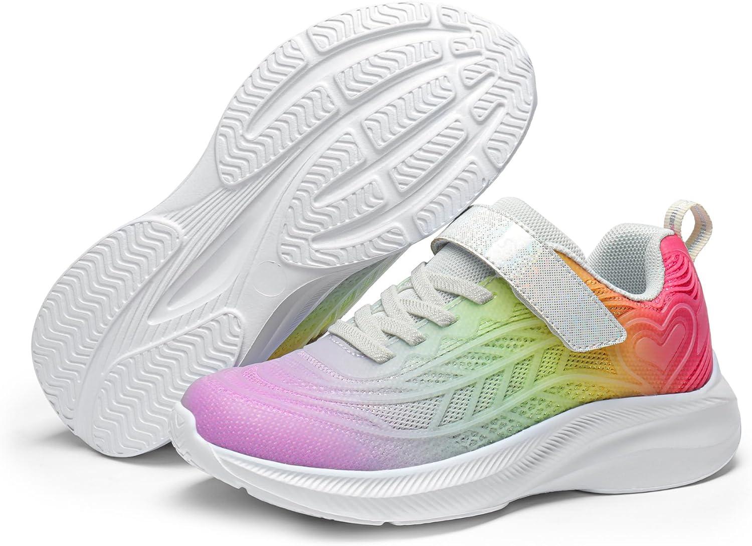 imageDREAM PAIRS Girls Shoes Kids Tennis Sparkle Ease Running Athletic Lightweight Sneakers for LittleBig Kids ToddlerHot PinkYellowOrange