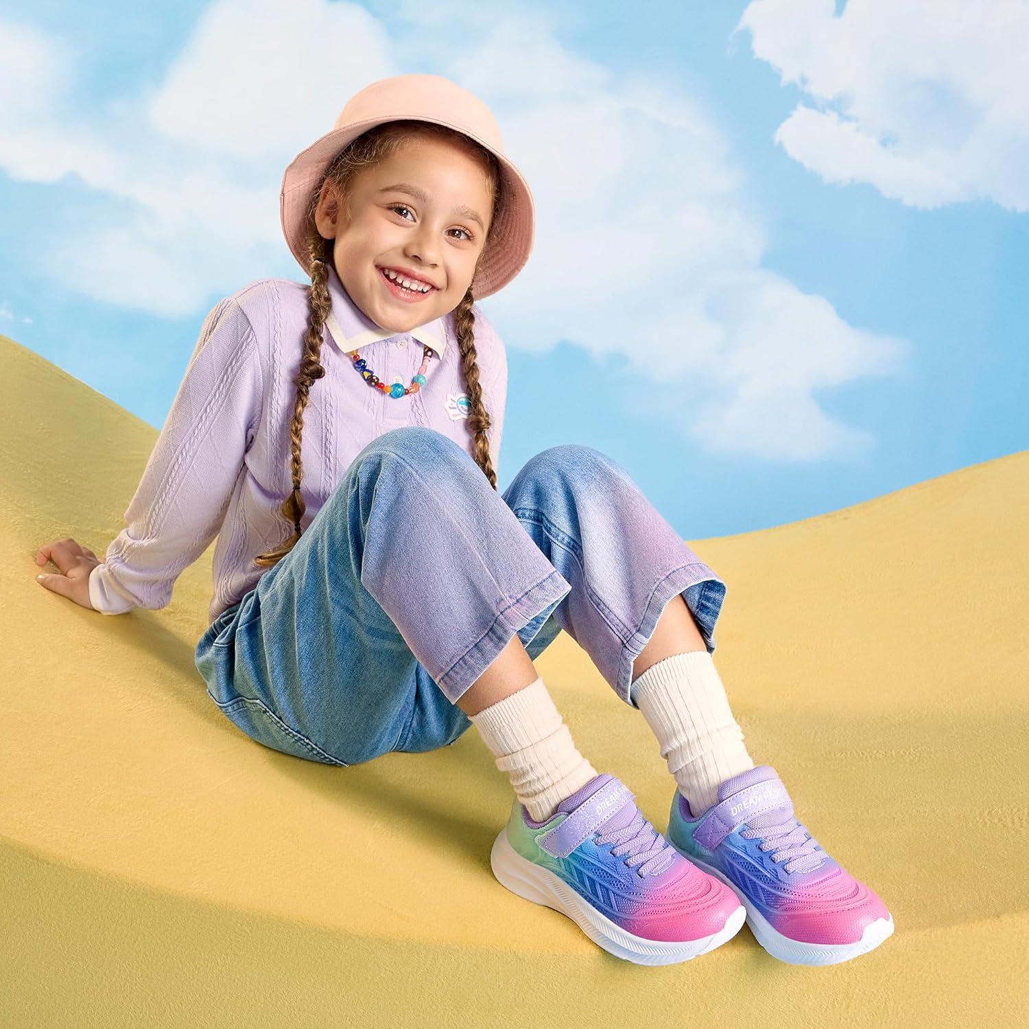 imageDREAM PAIRS Girls Shoes Kids Tennis Sparkle Ease Running Athletic Lightweight Sneakers for LittleBig Kids ToddlerPinkBlueGreen