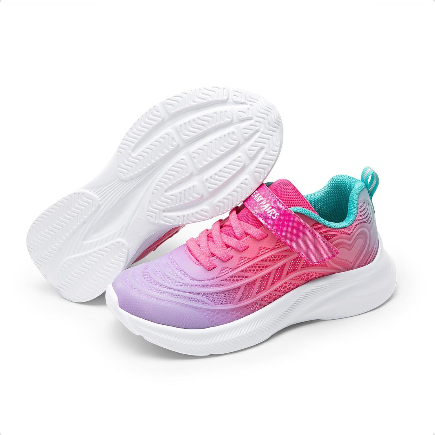 imageDREAM PAIRS Girls Shoes Kids Tennis Sparkle Ease Running Athletic Lightweight Sneakers for LittleBig Kids ToddlerPurpleHot Pink
