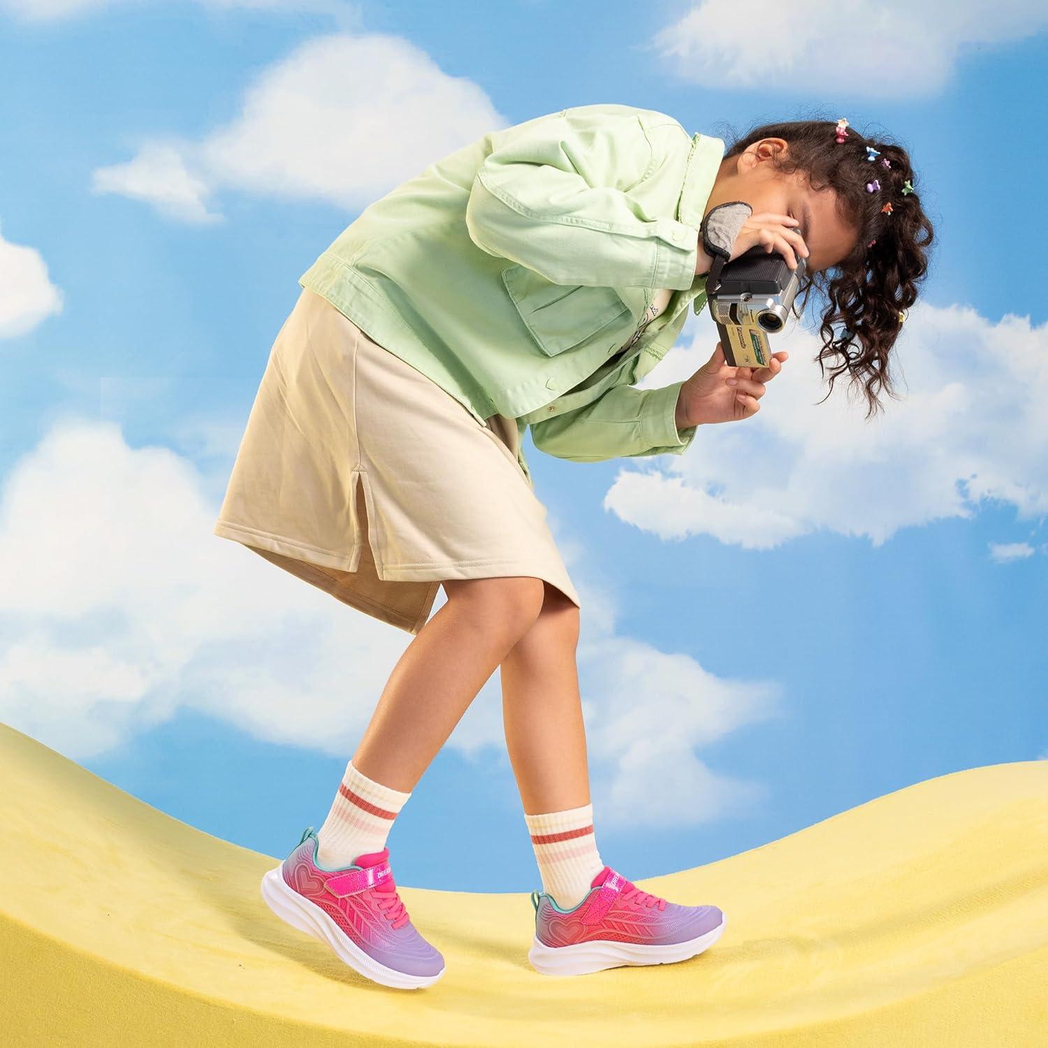 imageDREAM PAIRS Girls Shoes Kids Tennis Sparkle Ease Running Athletic Lightweight Sneakers for LittleBig Kids ToddlerPurpleHot Pink