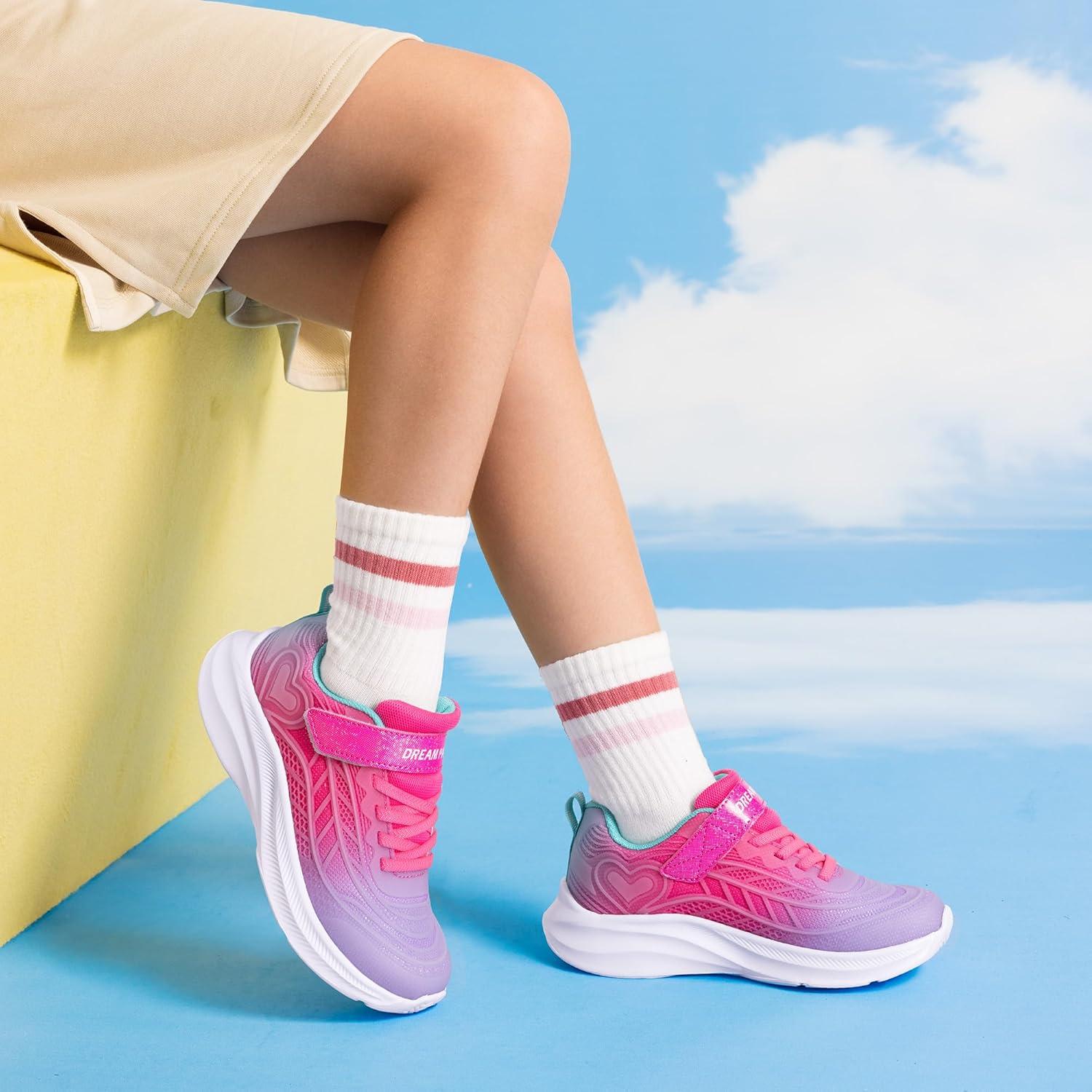 imageDREAM PAIRS Girls Shoes Kids Tennis Sparkle Ease Running Athletic Lightweight Sneakers for LittleBig Kids ToddlerPurpleHot Pink