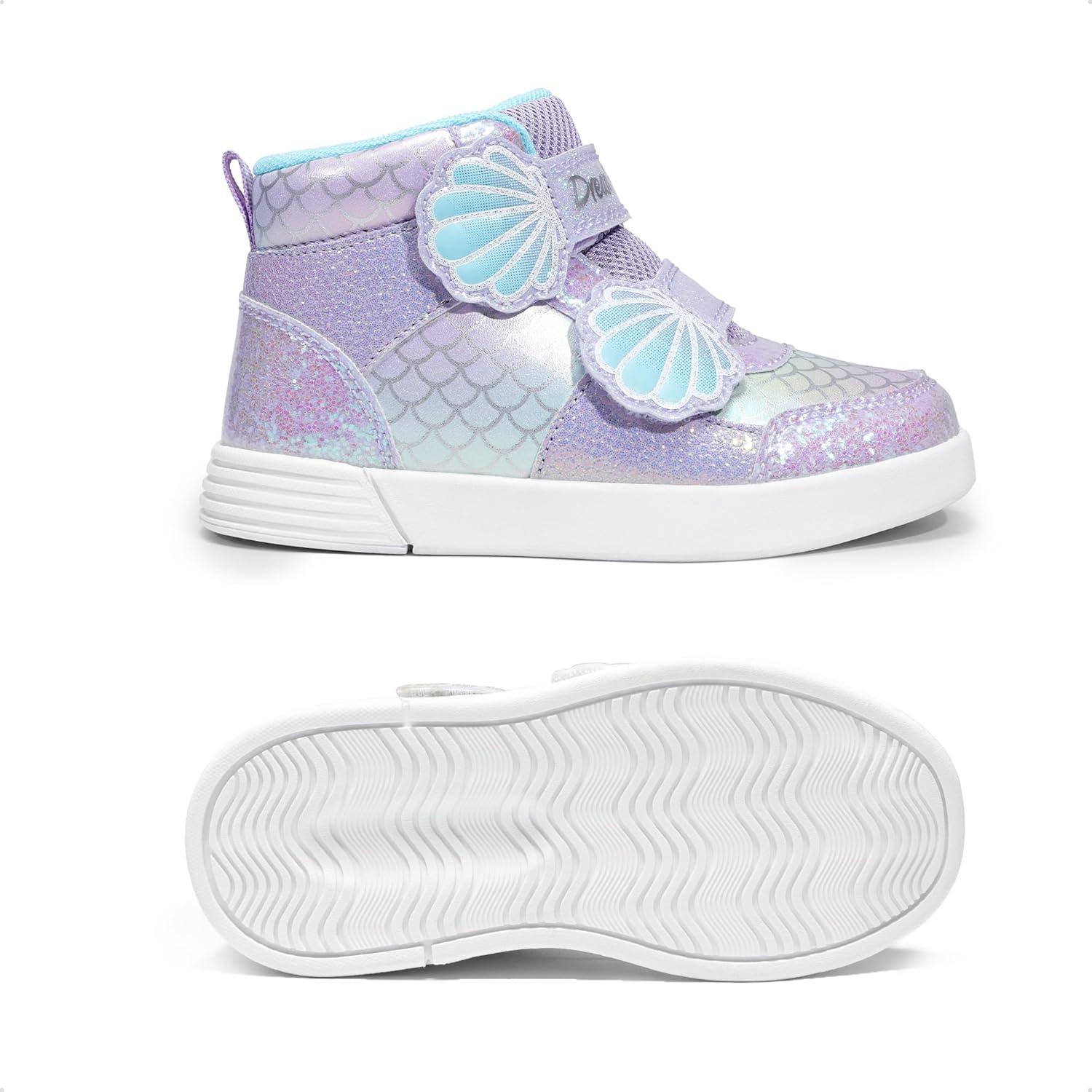 imageDREAM PAIRS Girls Shoes Toddler Sneakers Kids High Top Shoes with Hook and Loop Storybook Casual Walking ShoesPurpleRainbow