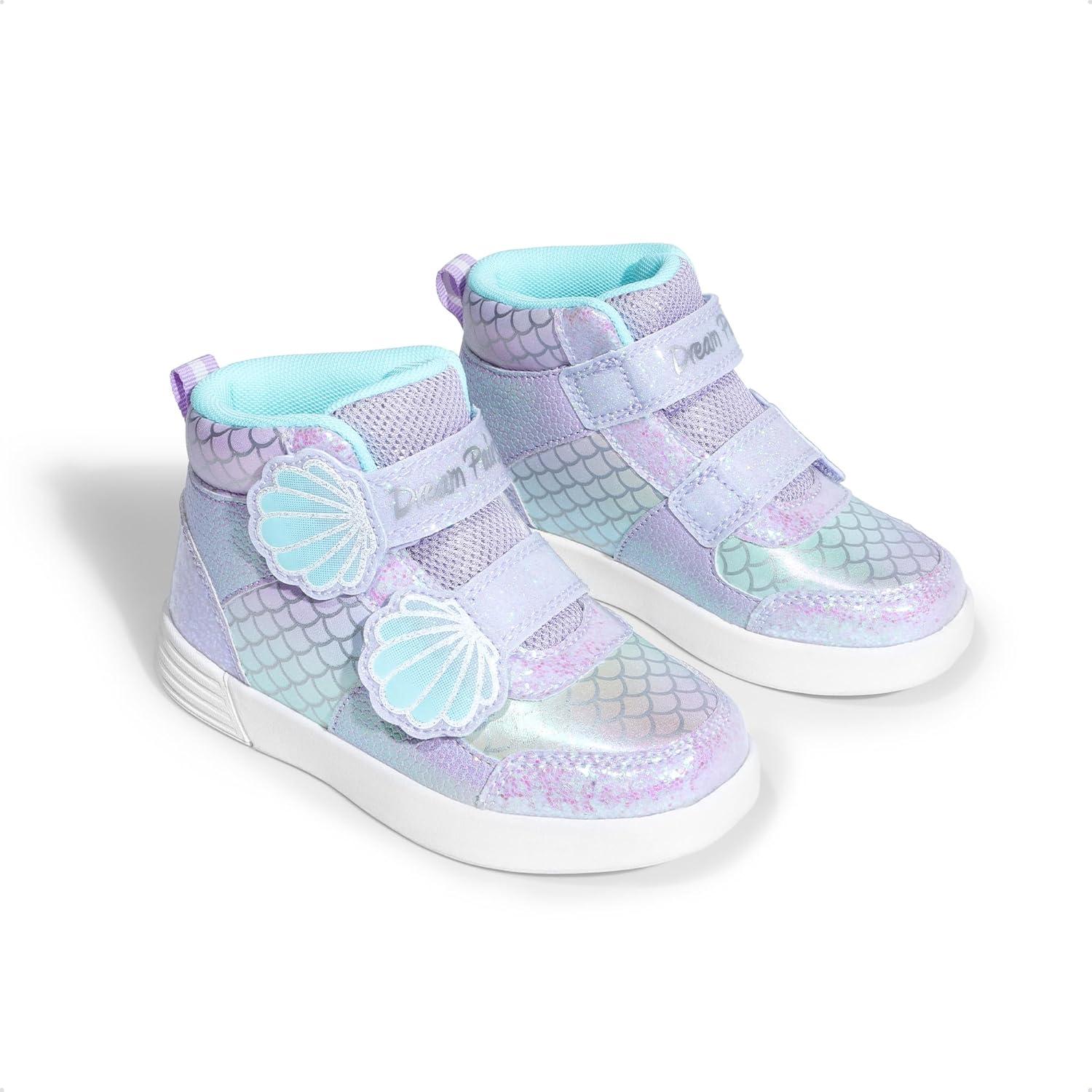 imageDREAM PAIRS Girls Shoes Toddler Sneakers Kids High Top Shoes with Hook and Loop Storybook Casual Walking ShoesPurpleRainbow