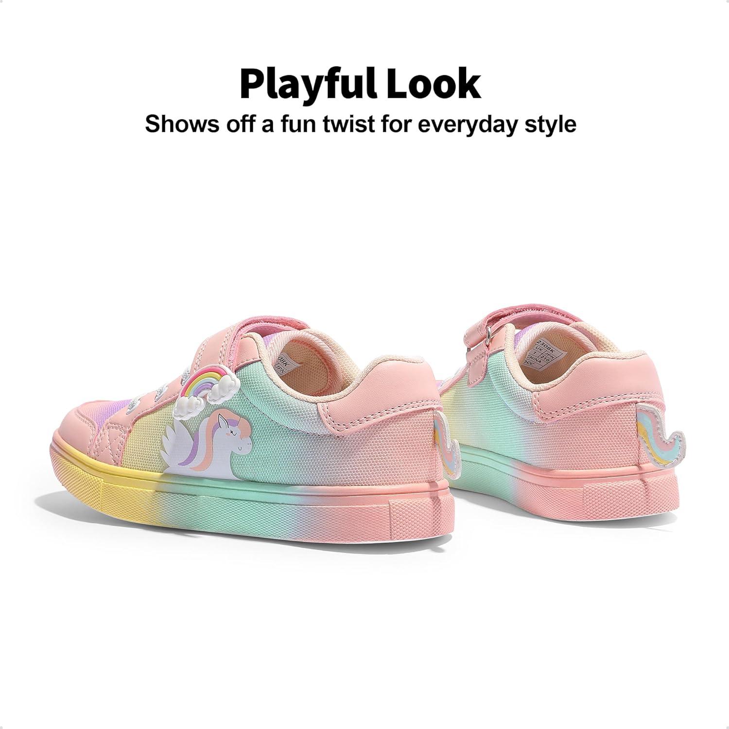imageDREAM PAIRS Girls Shoes Toddler Sneakers Rainbow Storybook Casual School Walking Footwear for ToddlerLittle KidsRainbowPink