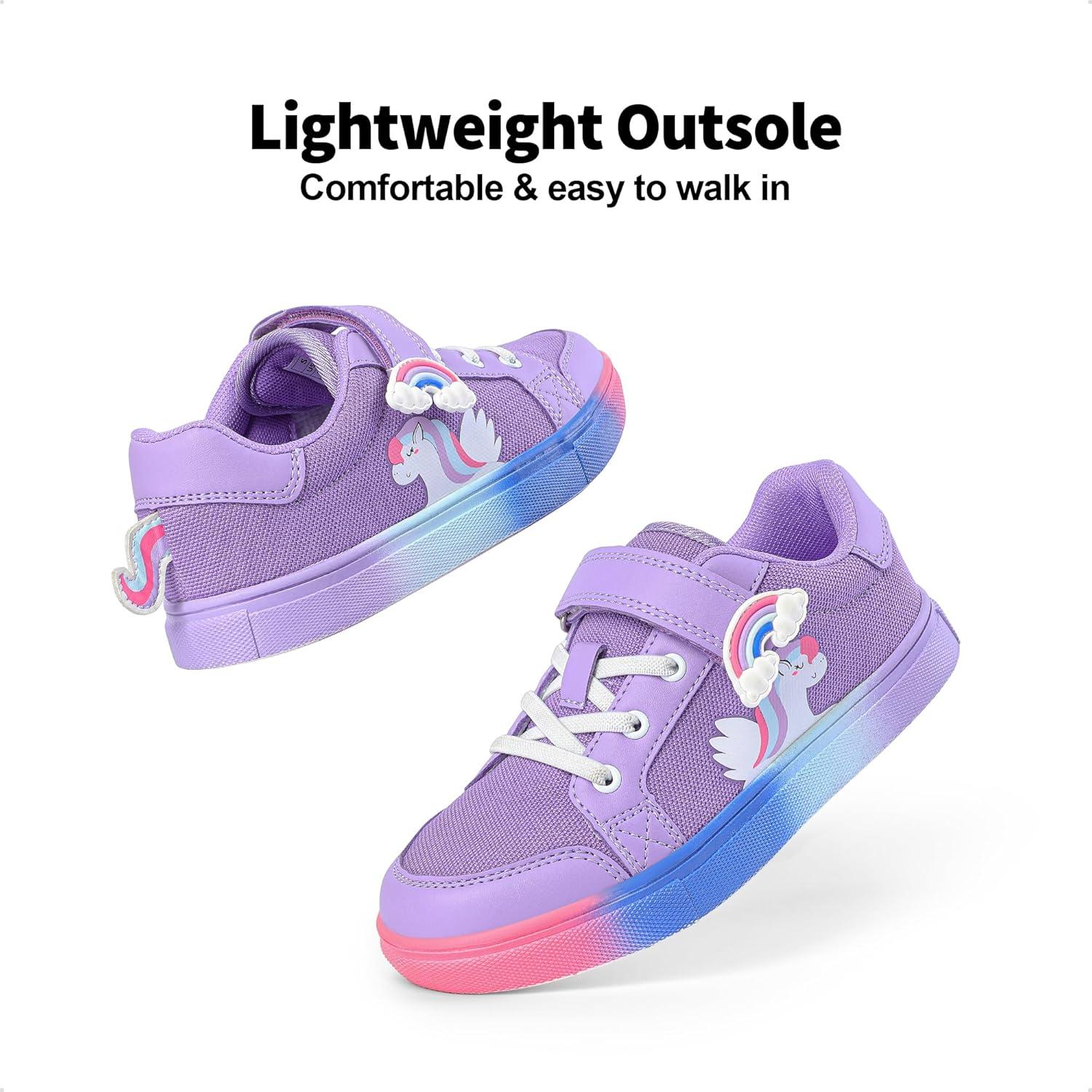 imageDREAM PAIRS Girls Shoes Toddler Sneakers Rainbow Storybook Casual School Walking Footwear for ToddlerLittle KidsRainbowPurple