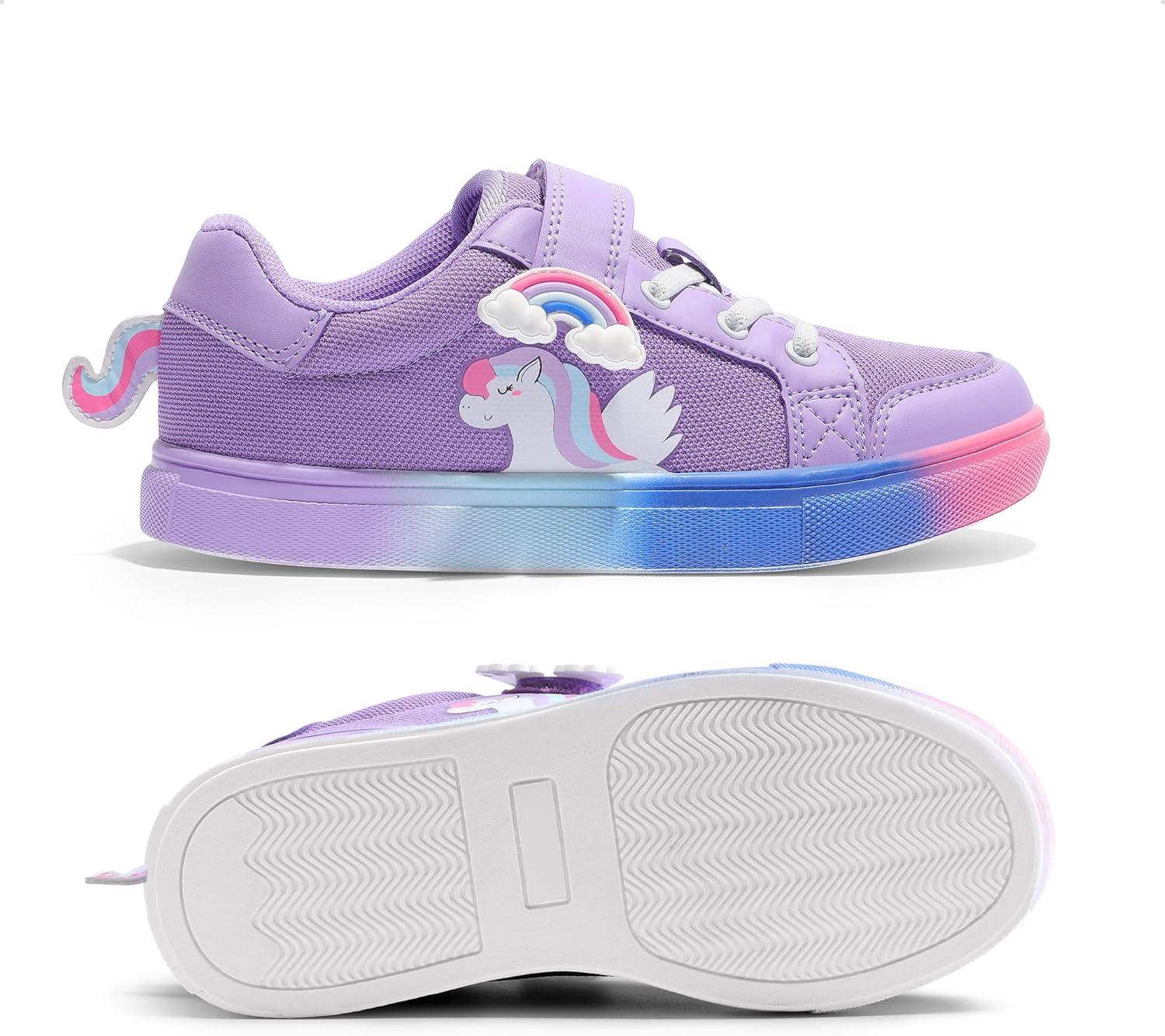 imageDREAM PAIRS Girls Shoes Toddler Sneakers Rainbow Storybook Casual School Walking Footwear for ToddlerLittle KidsRainbowPurple