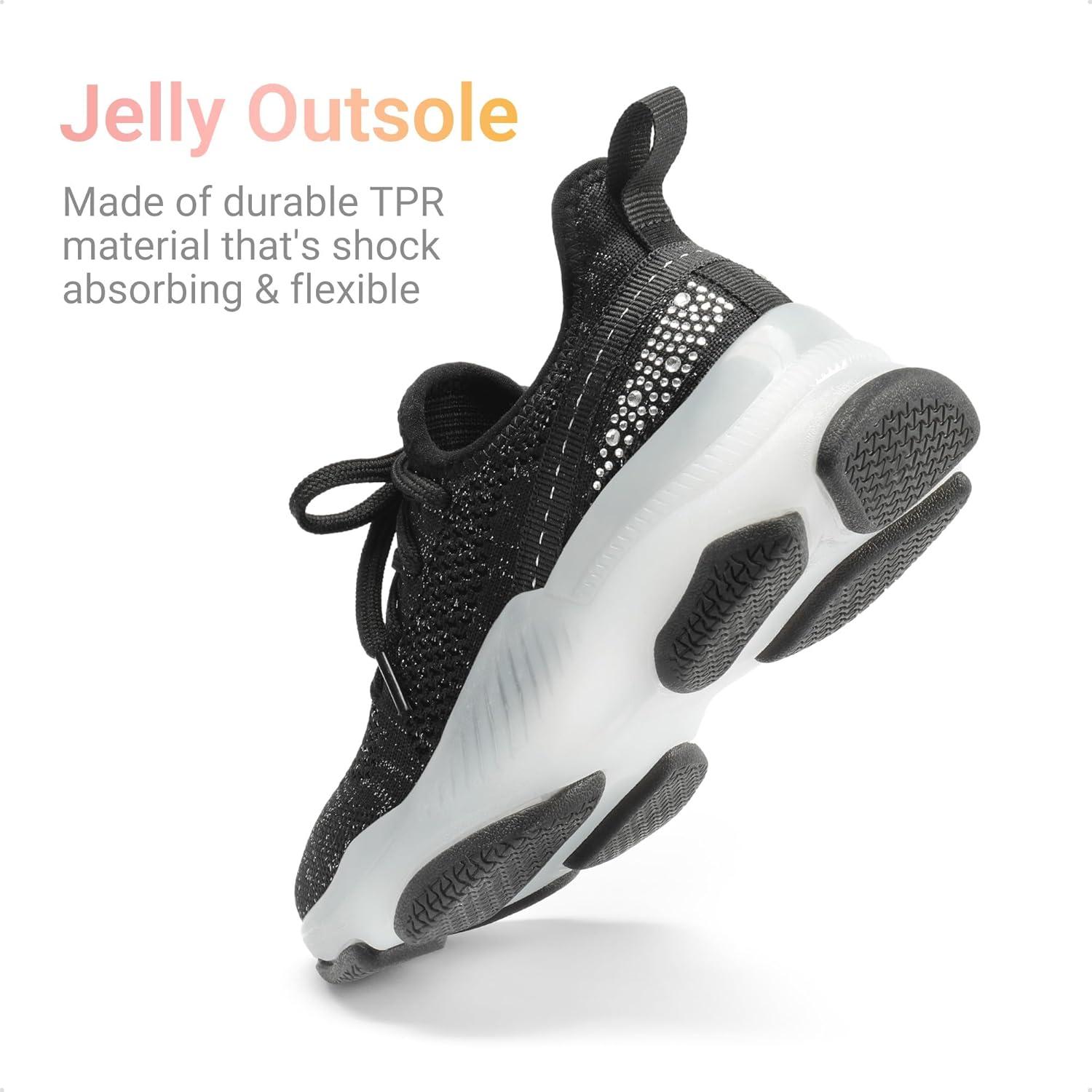 imageDREAM PAIRS Girls SlipOn Sneakers Kids Sparkle Pop Lightweight Jelly Sole Walking ShoesBlack