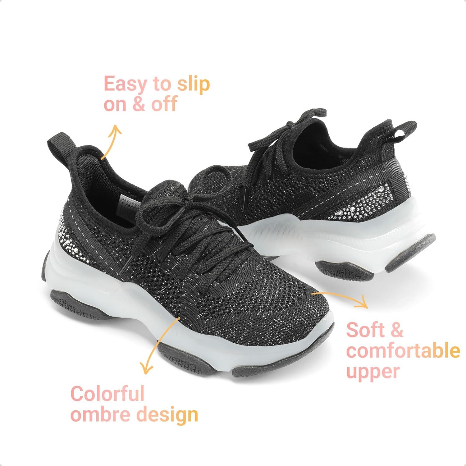 imageDREAM PAIRS Girls SlipOn Sneakers Kids Sparkle Pop Lightweight Jelly Sole Walking ShoesBlack