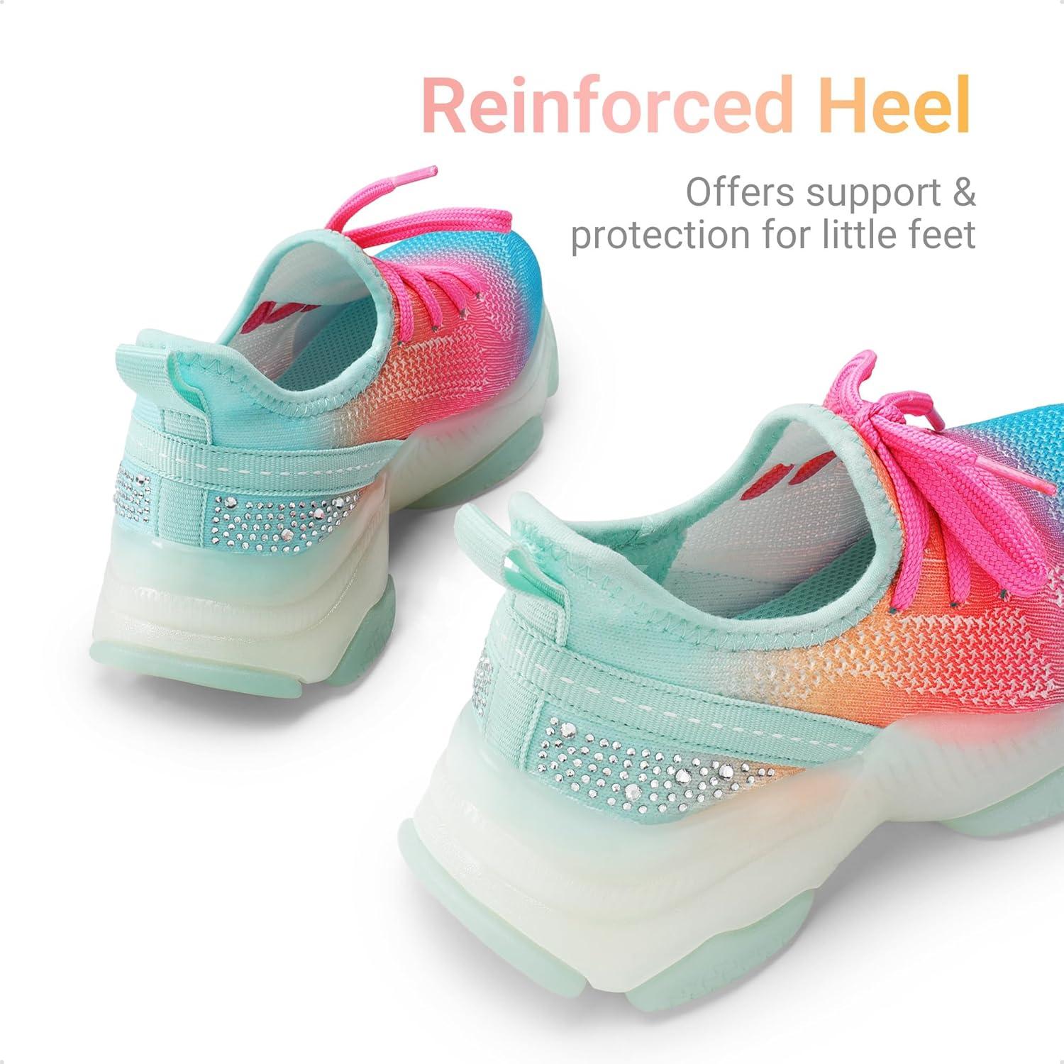 imageDREAM PAIRS Girls SlipOn Sneakers Kids Sparkle Pop Lightweight Jelly Sole Walking ShoesRainbowGreen