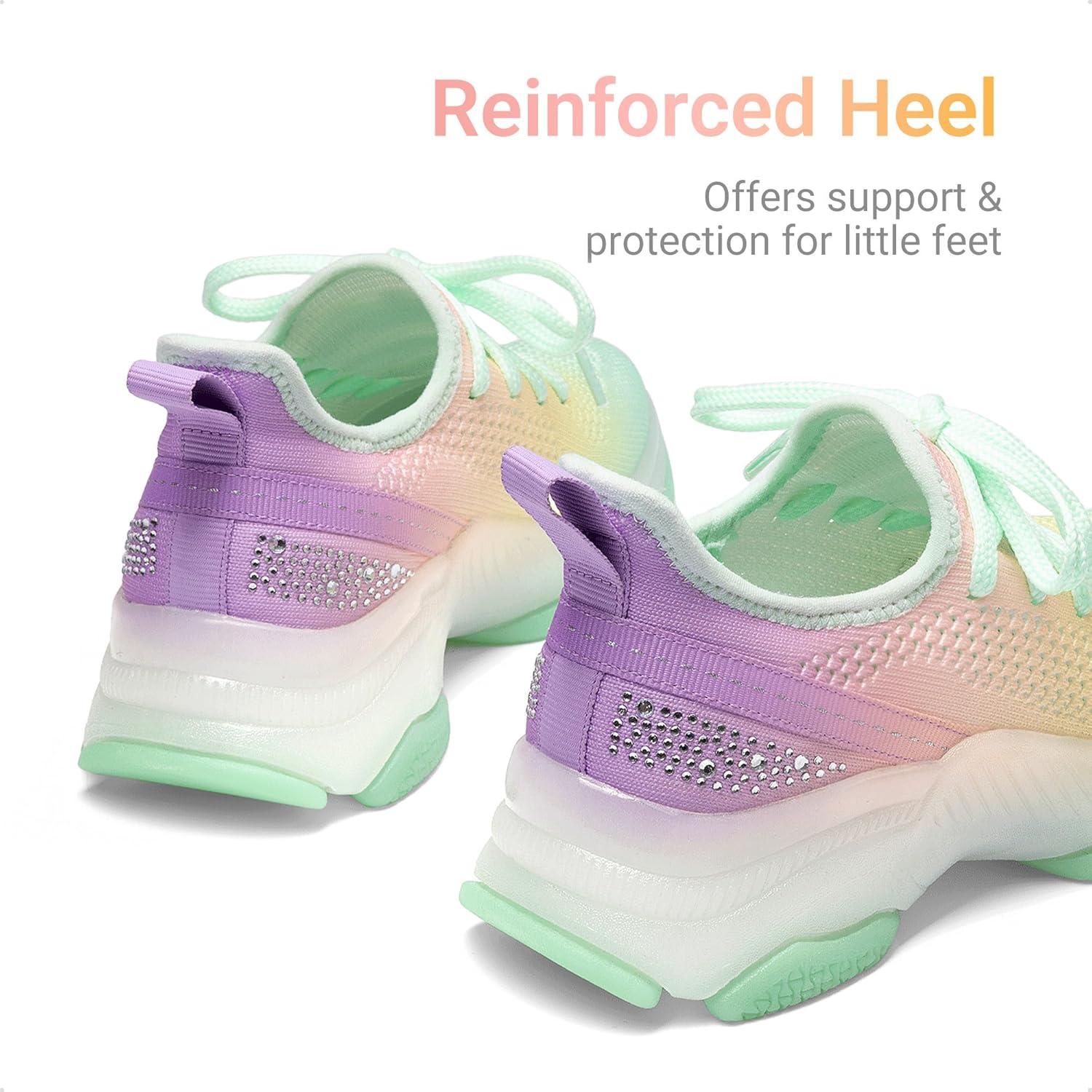 imageDREAM PAIRS Girls SlipOn Sneakers Kids Sparkle Pop Lightweight Jelly Sole Walking ShoesRainbowYellow