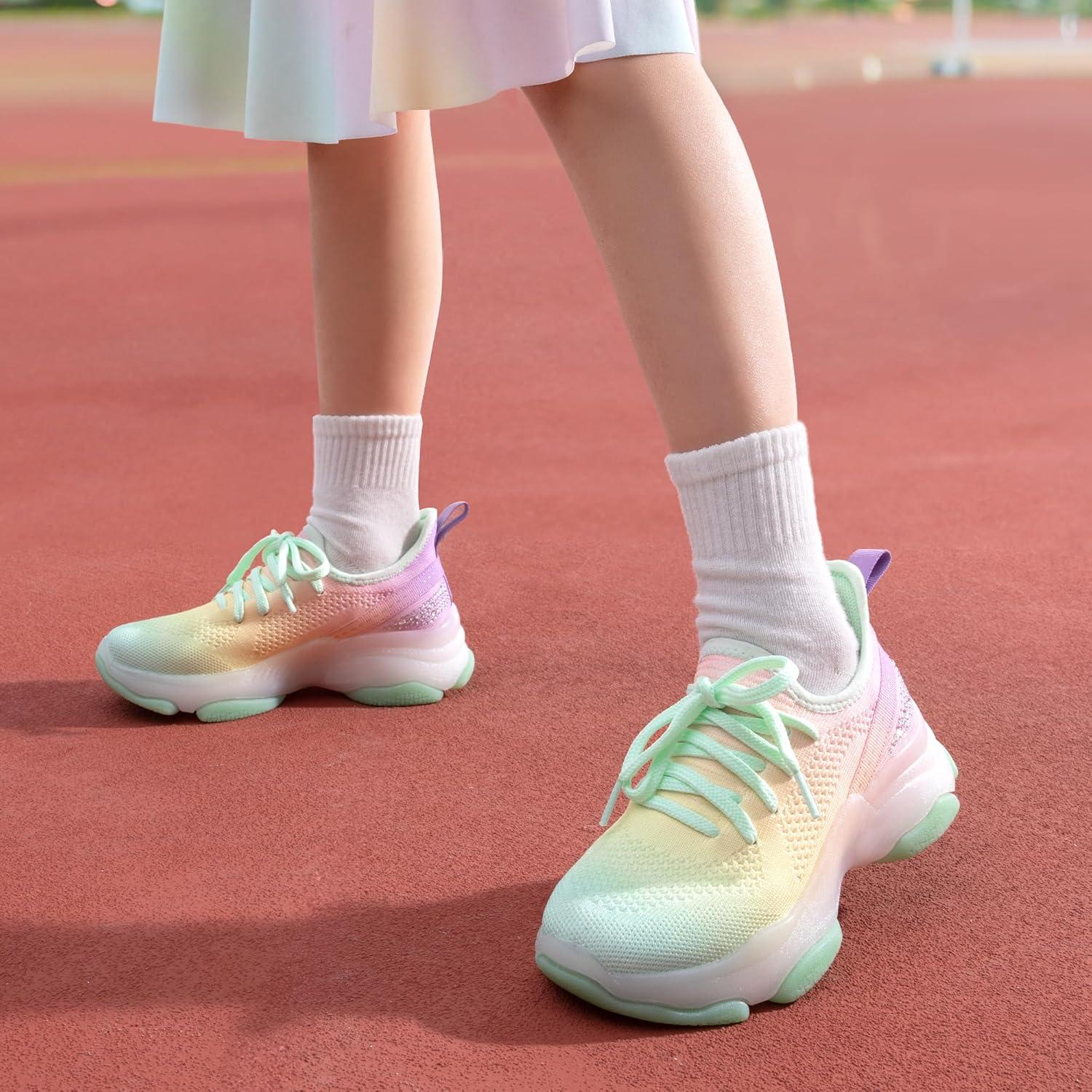 imageDREAM PAIRS Girls SlipOn Sneakers Kids Sparkle Pop Lightweight Jelly Sole Walking ShoesRainbowYellow