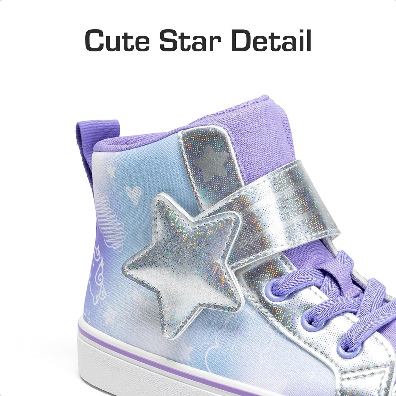 imageDREAM PAIRS Girls Sneakers High Top Hook and Loop Sparkly Shiny Comfortable Casual Walking Shoes for ToddlerLittleBig KidsPurpleBlue