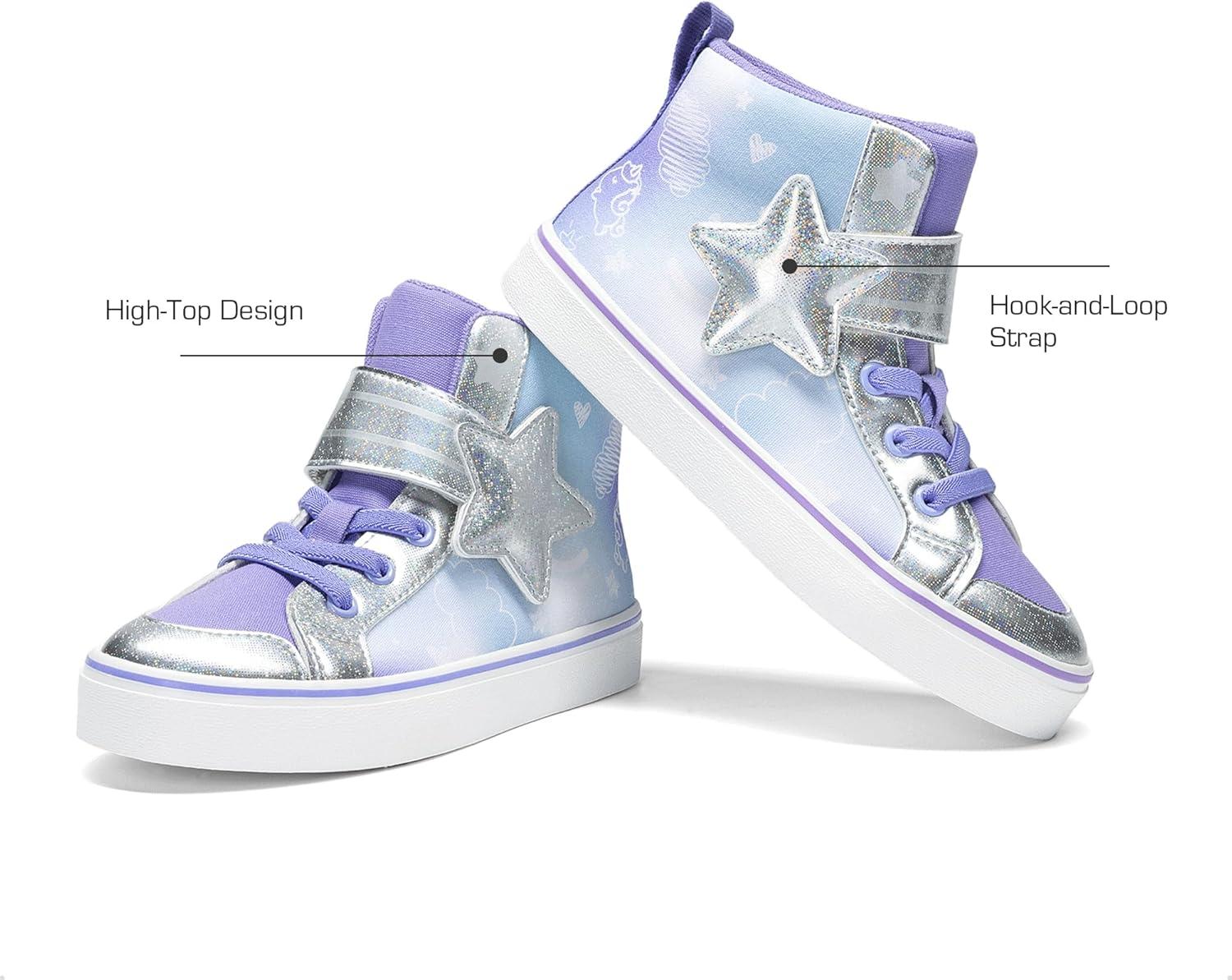 imageDREAM PAIRS Girls Sneakers High Top Hook and Loop Sparkly Shiny Comfortable Casual Walking Shoes for ToddlerLittleBig KidsPurpleBlue
