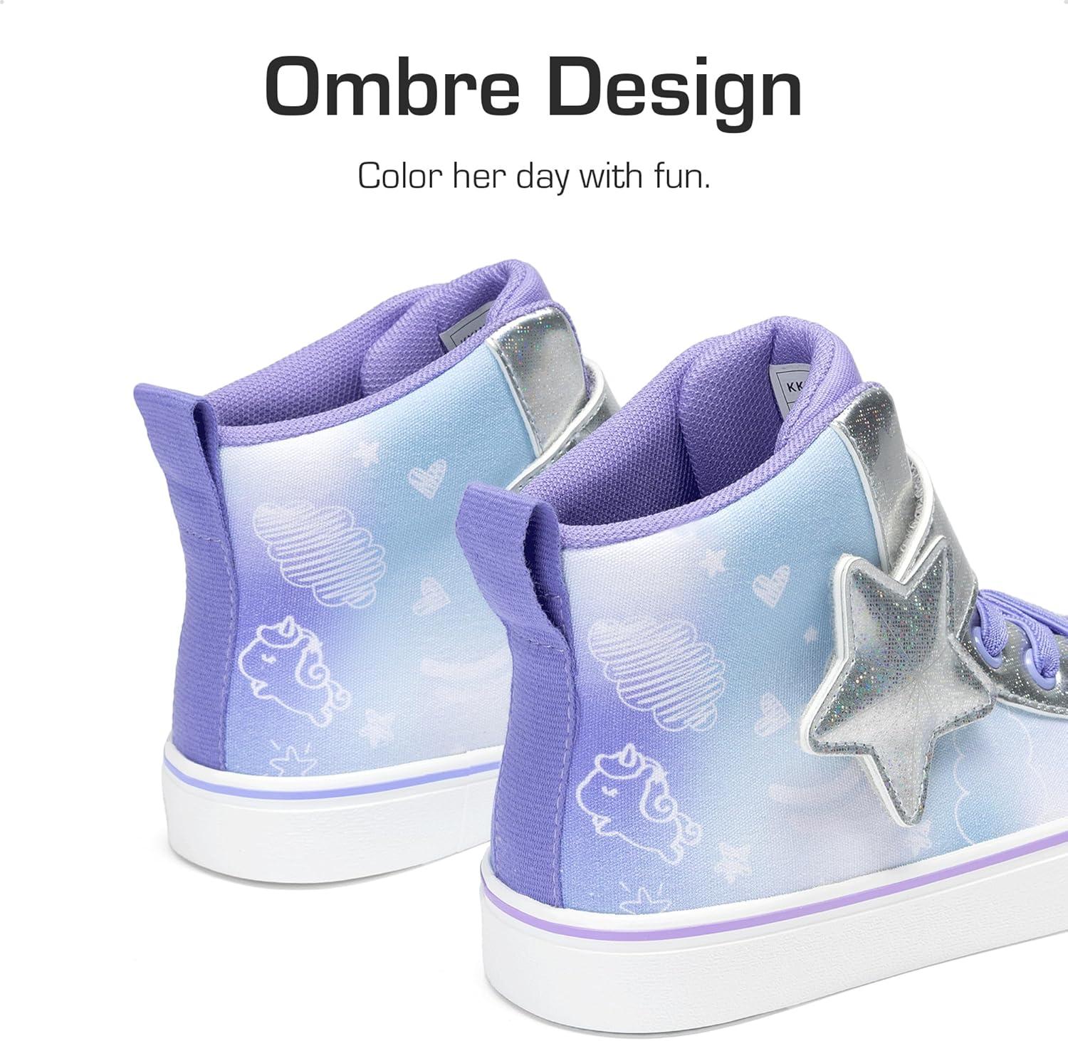 imageDREAM PAIRS Girls Sneakers High Top Hook and Loop Sparkly Shiny Comfortable Casual Walking Shoes for ToddlerLittleBig KidsPurpleBlue