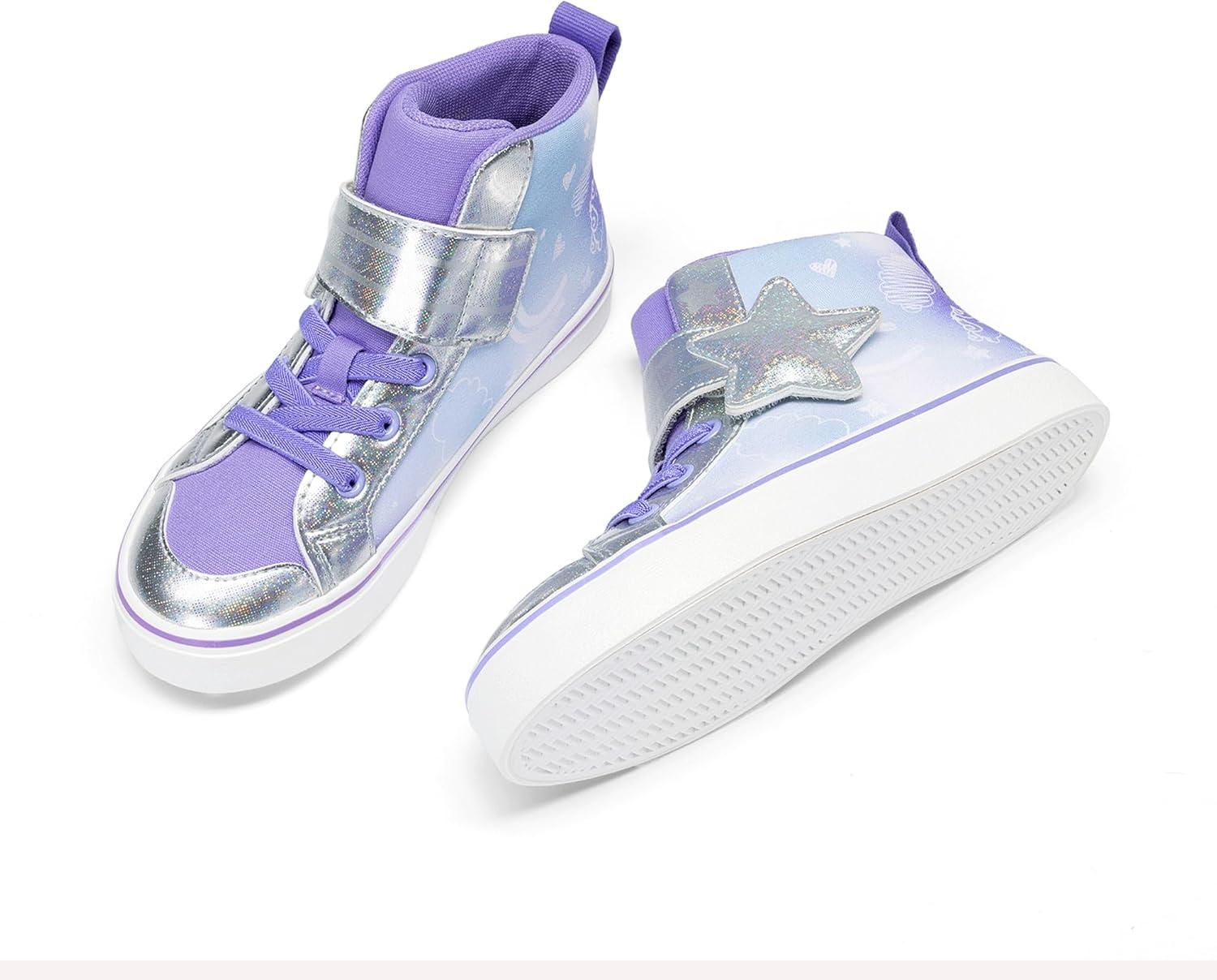 imageDREAM PAIRS Girls Sneakers High Top Hook and Loop Sparkly Shiny Comfortable Casual Walking Shoes for ToddlerLittleBig KidsPurpleBlue