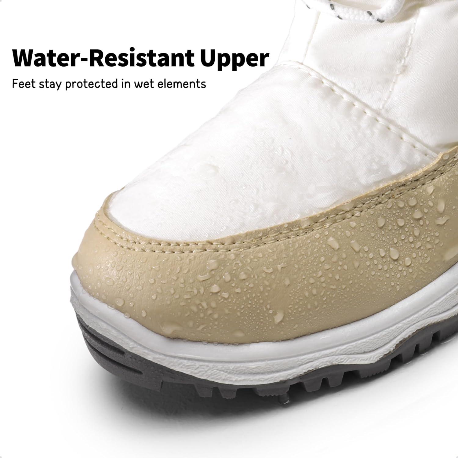 imageDREAM PAIRS Girls Snow Boots Warm Cozy AntiSlip Lightweight Mid Calf Faux Fur Lining Winter Shoes for LittleBig KidsBeigeWhite