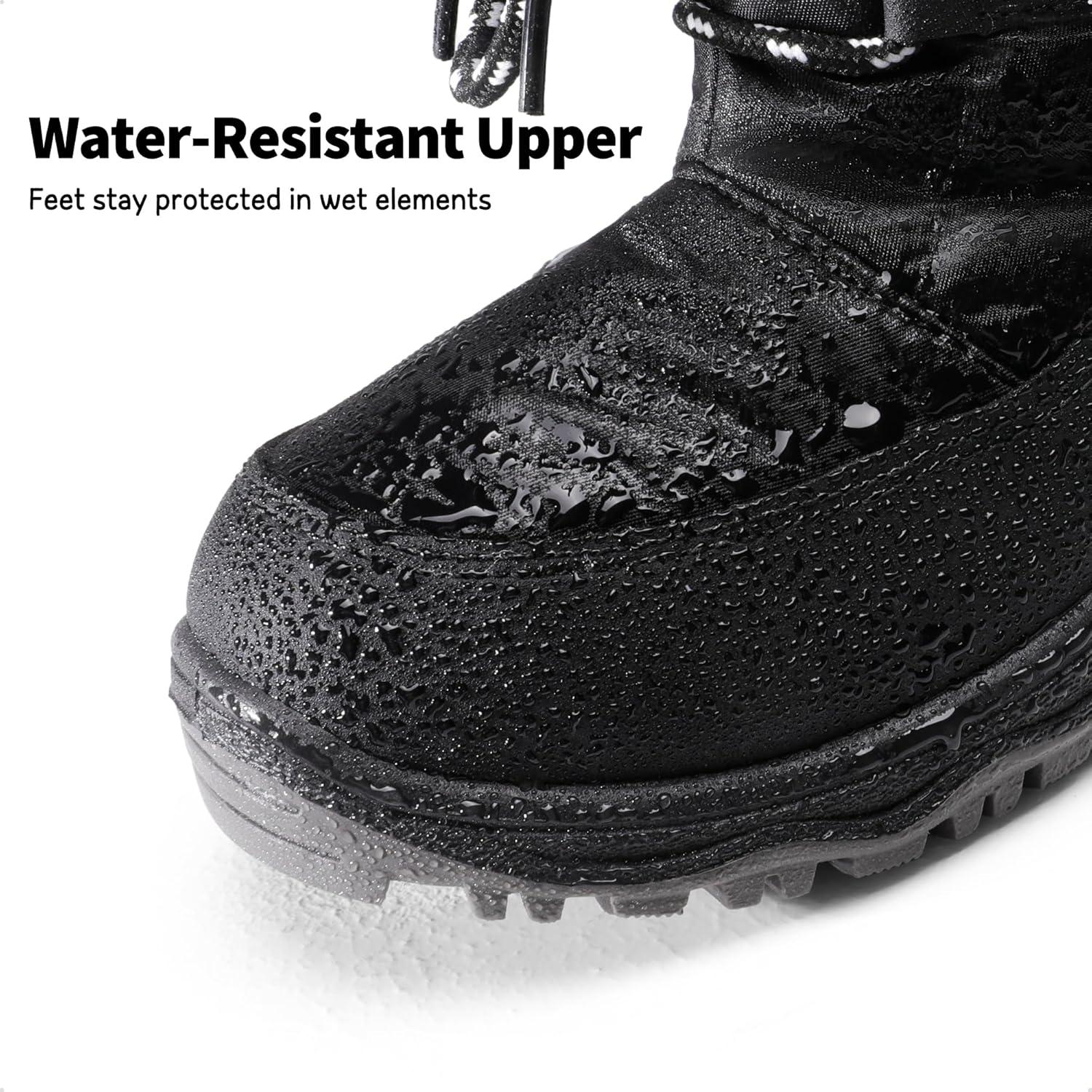 imageDREAM PAIRS Girls Snow Boots Warm Cozy AntiSlip Lightweight Mid Calf Faux Fur Lining Winter Shoes for LittleBig KidsBlack