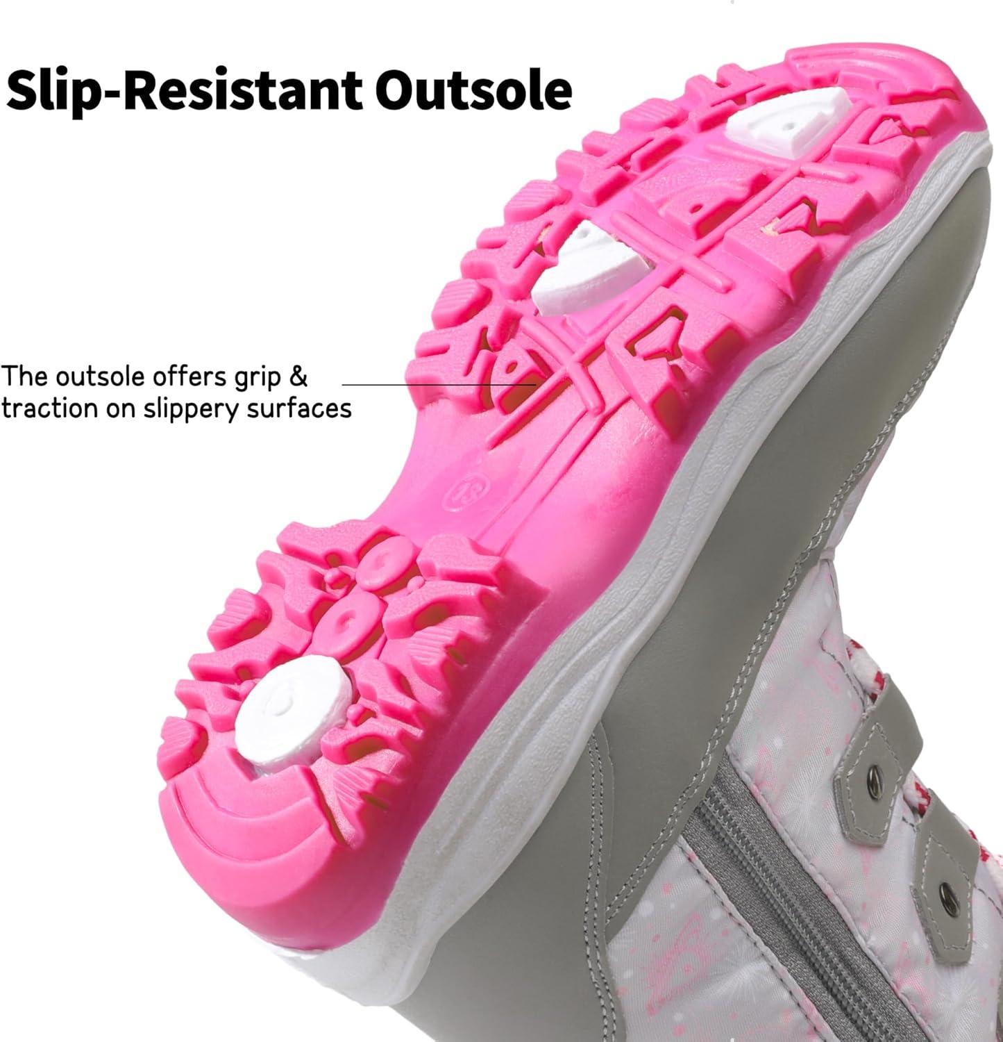 imageDREAM PAIRS Girls Snow Boots Warm Cozy AntiSlip Lightweight Mid Calf Faux Fur Lining Winter Shoes for LittleBig KidsGreyPink