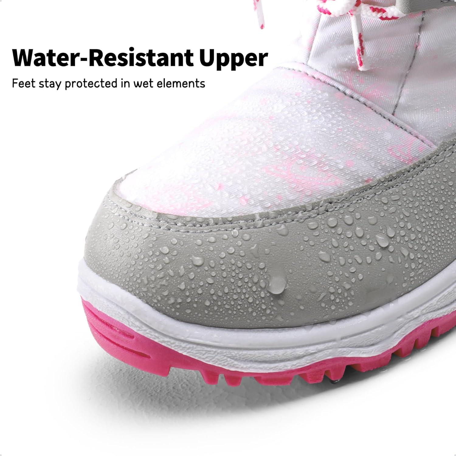 imageDREAM PAIRS Girls Snow Boots Warm Cozy AntiSlip Lightweight Mid Calf Faux Fur Lining Winter Shoes for LittleBig KidsGreyPink