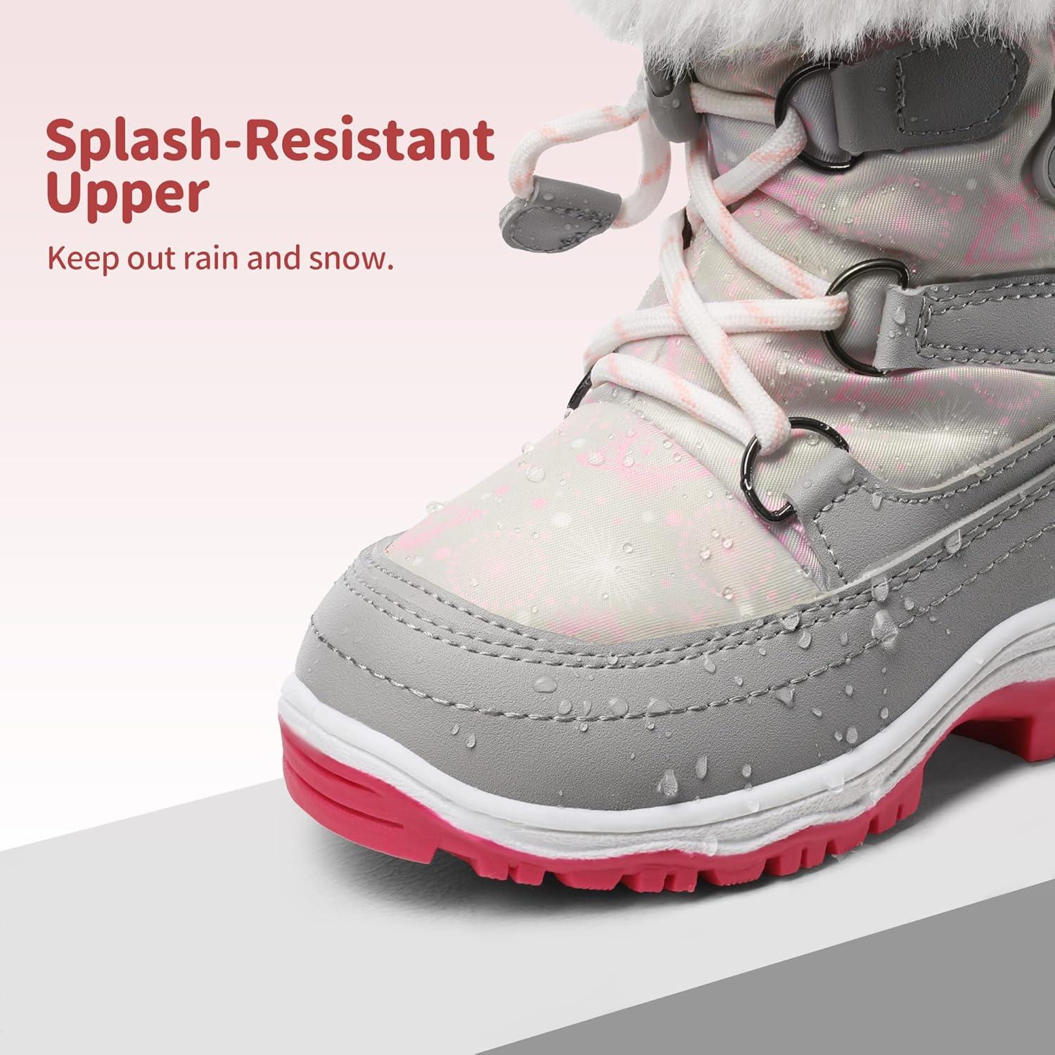 imageDREAM PAIRS Girls Toddler Snow Boots Slip Resistant Faux Fur Lined Mid Calf Little Kids Winter ShoesGrayWhite