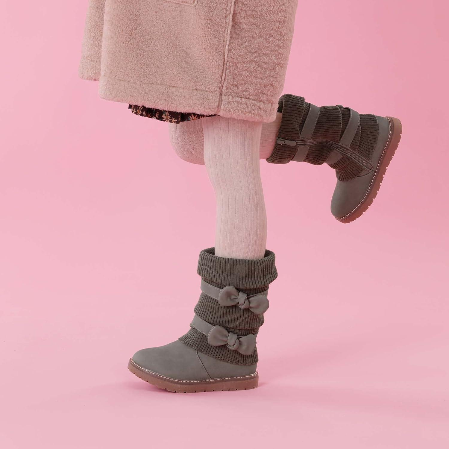 imageDREAM PAIRS Girls Winter Snow Boots Faux Fur Lined Mid Calf ShoesGreyPu