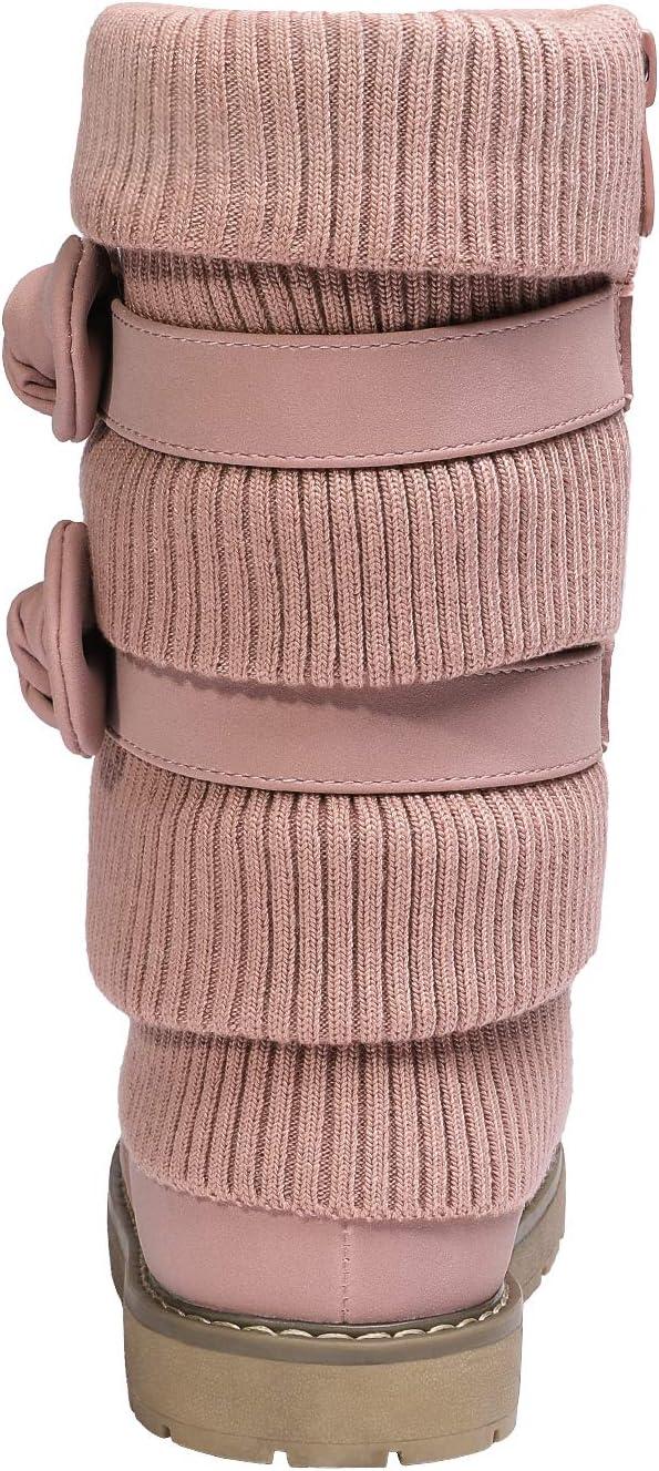 imageDREAM PAIRS Girls Winter Snow Boots Faux Fur Lined Mid Calf ShoesPink