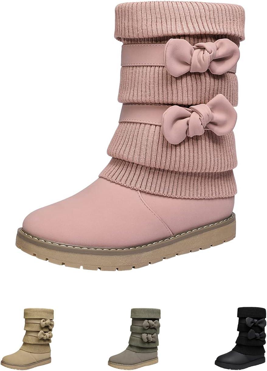 imageDREAM PAIRS Girls Winter Snow Boots Faux Fur Lined Mid Calf ShoesPink