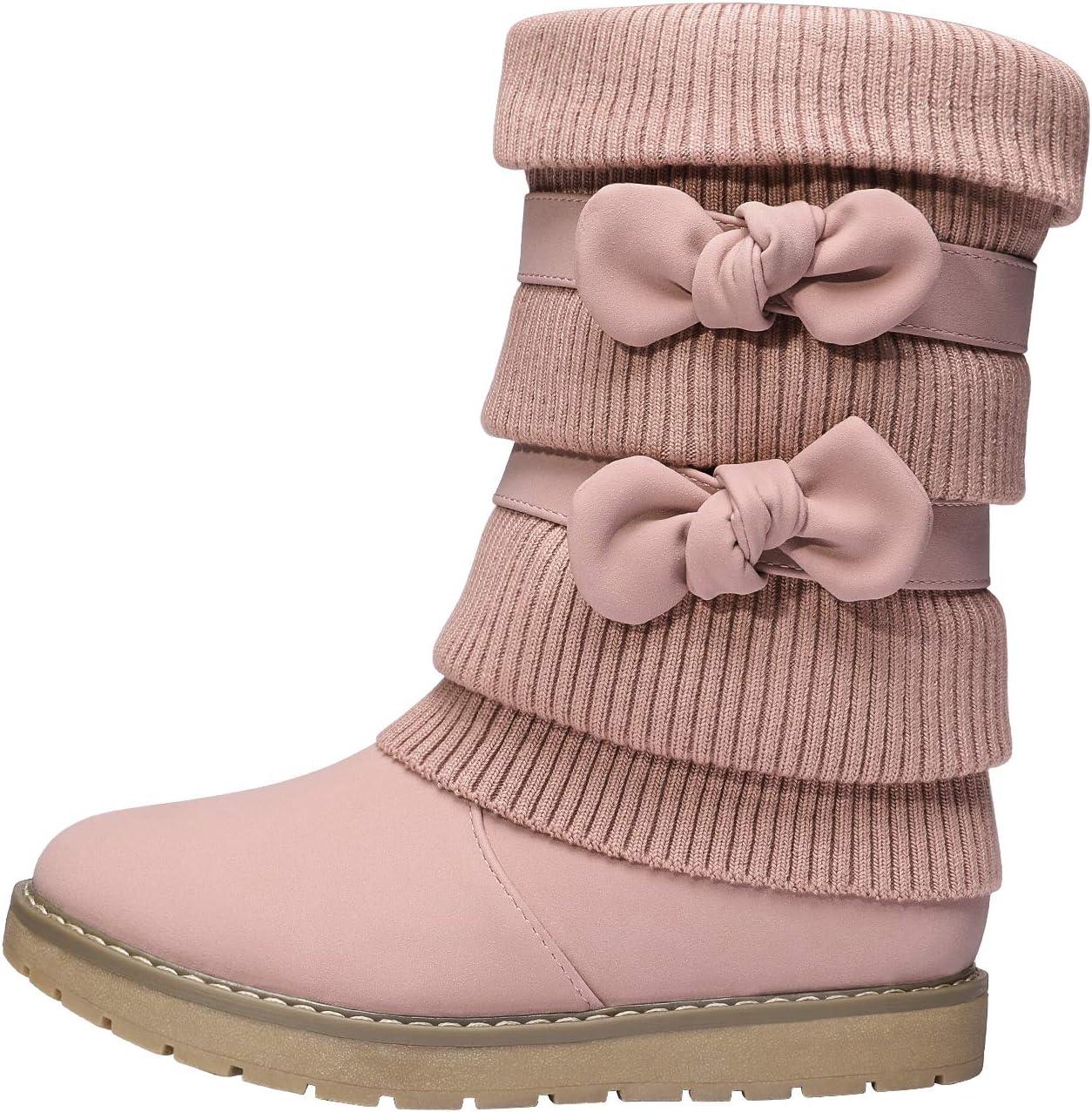 imageDREAM PAIRS Girls Winter Snow Boots Faux Fur Lined Mid Calf ShoesPink