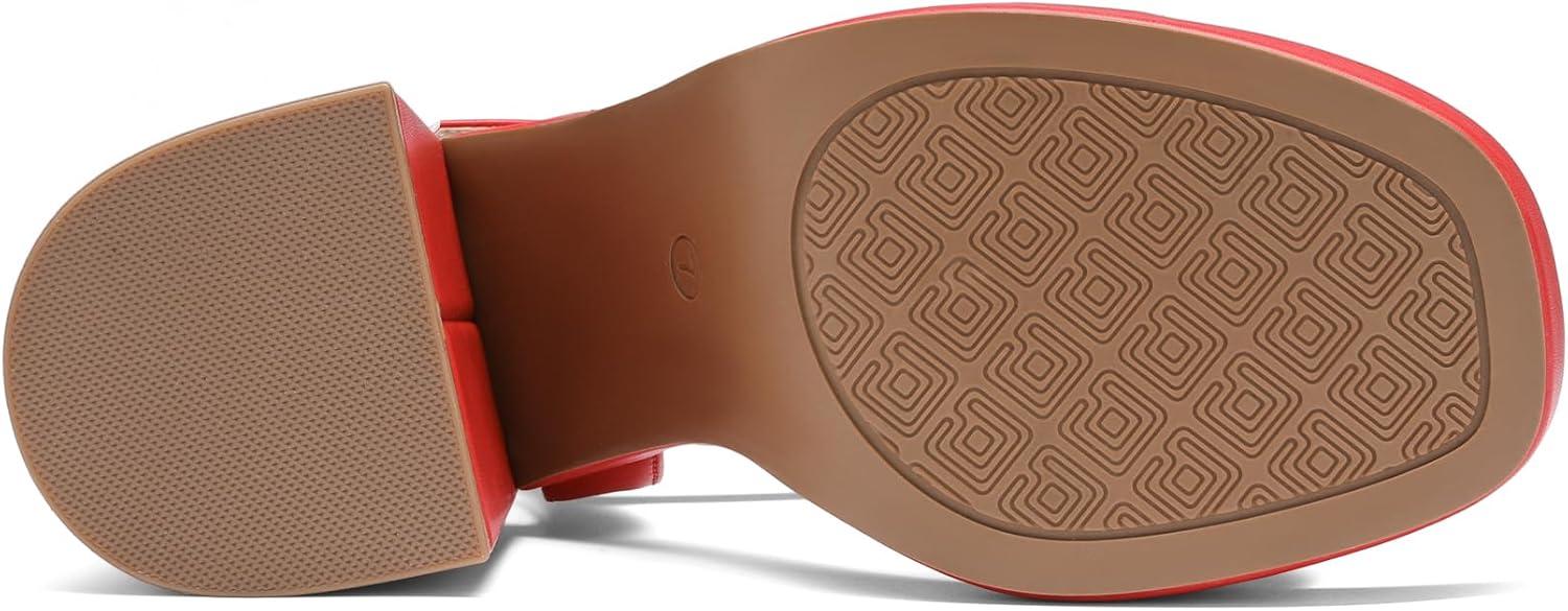 imageDREAM PAIRS Heels for Women Block Chunky Platform High Heels Open Toe GISELLE Fashion Wedding Party Evening Prom Dance Ankle Strap Dress Pump Sandals ShoesRed