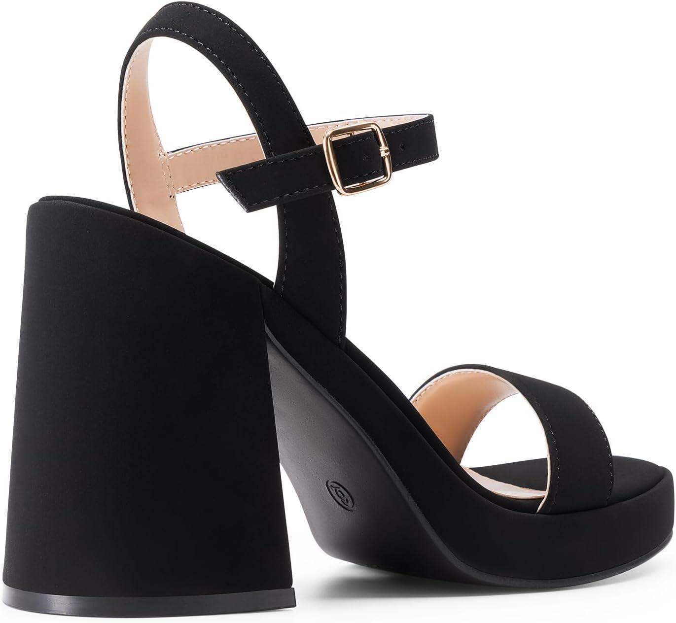 imageDREAM PAIRS Heels for Women Block Chunky Platform High Heels Open Toe GISELLE Fashion Wedding Party Evening Prom Dance Ankle Strap Dress Pump Sandals ShoesBlacknubuck