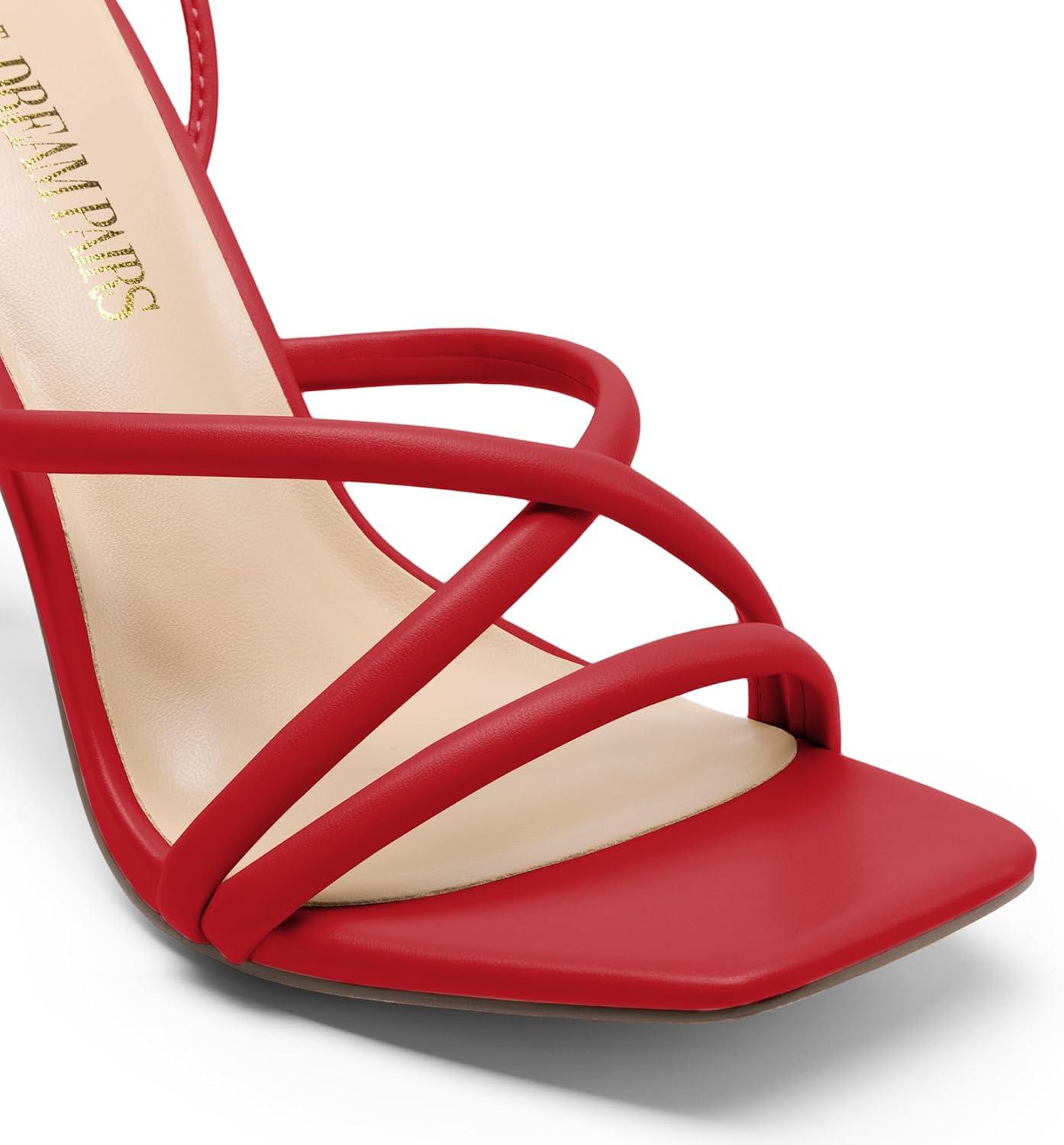 imageDREAM PAIRS Heels for Women Strappy High Stiletto Lace Up Heeled Sandals Square Open Toe Heels for Prom Party DatingRedpu