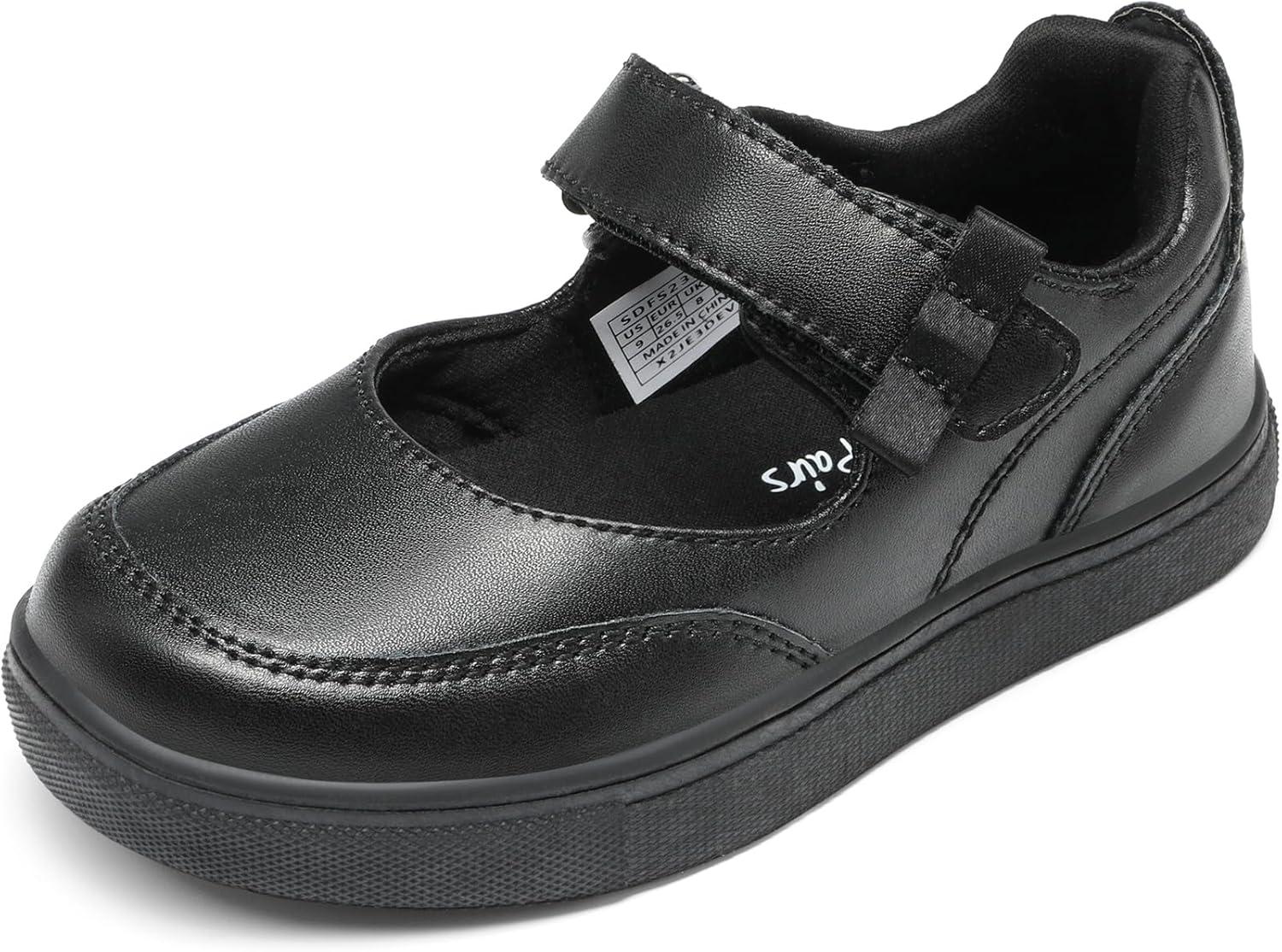 imageDREAM PAIRS Kids Girls Mary Jane Sneakers Strap Toddler Little Girls School Shoes Soft Walking Party Flat ShoesBlack