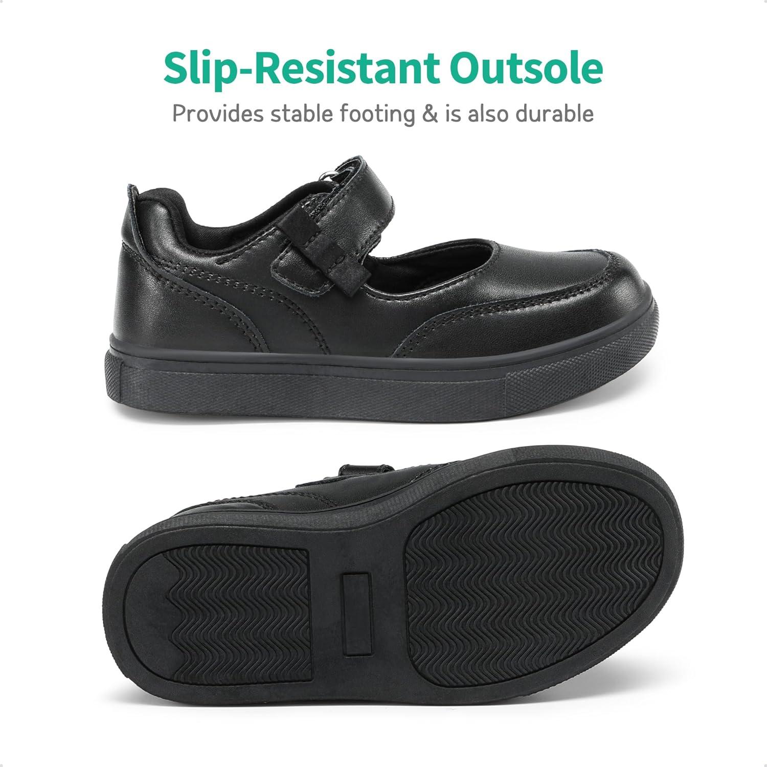 imageDREAM PAIRS Kids Girls Mary Jane Sneakers Strap Toddler Little Girls School Shoes Soft Walking Party Flat ShoesBlack