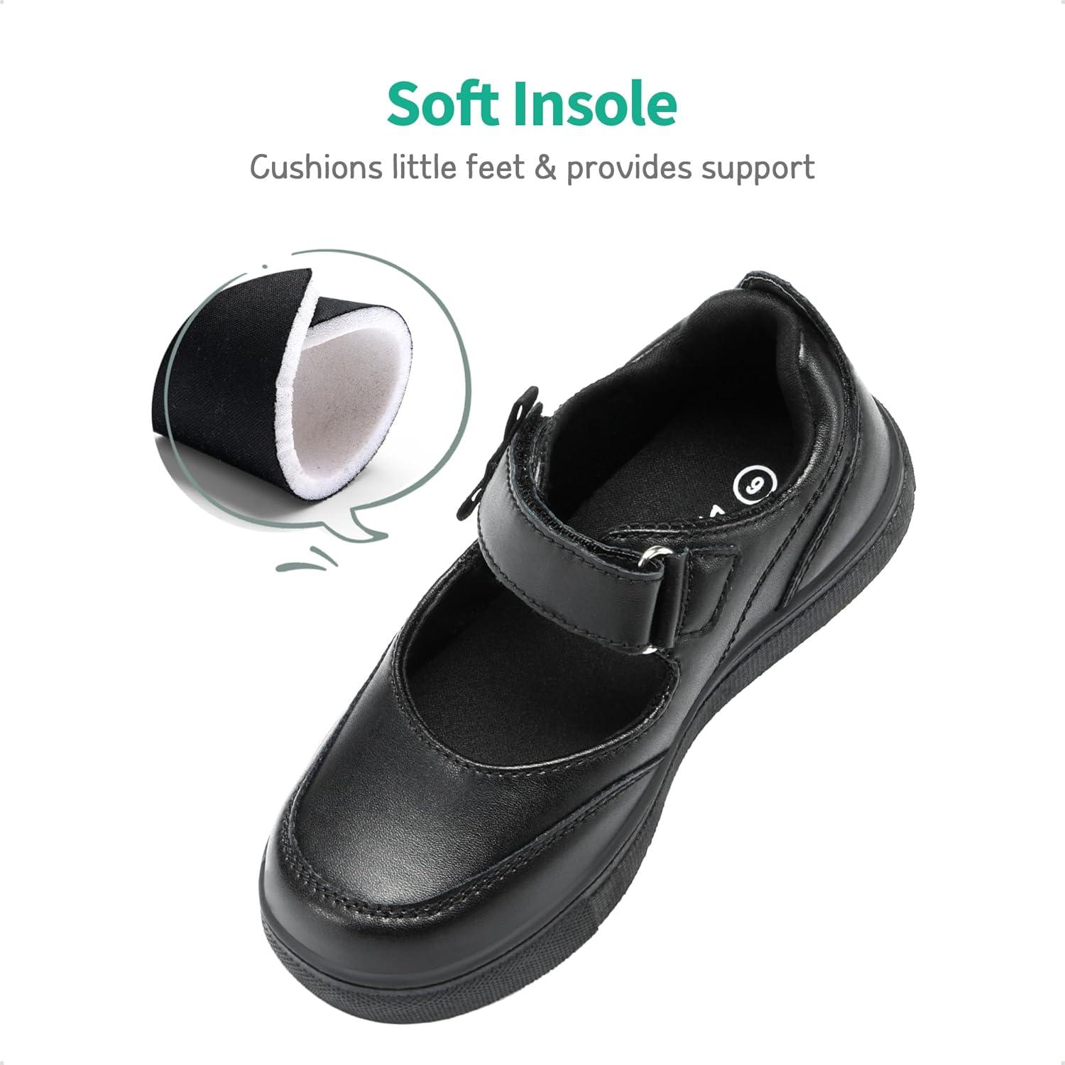 imageDREAM PAIRS Kids Girls Mary Jane Sneakers Strap Toddler Little Girls School Shoes Soft Walking Party Flat ShoesBlack