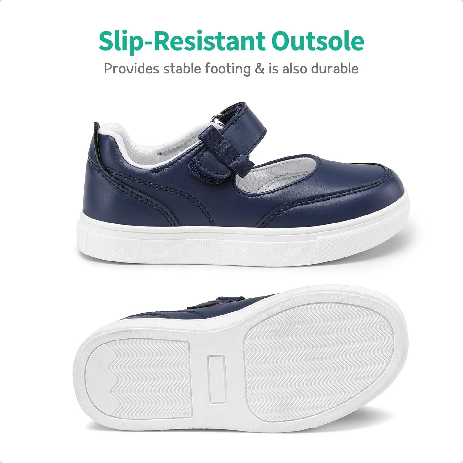 imageDREAM PAIRS Kids Girls Mary Jane Sneakers Strap Toddler Little Girls School Shoes Soft Walking Party Flat ShoesNavy