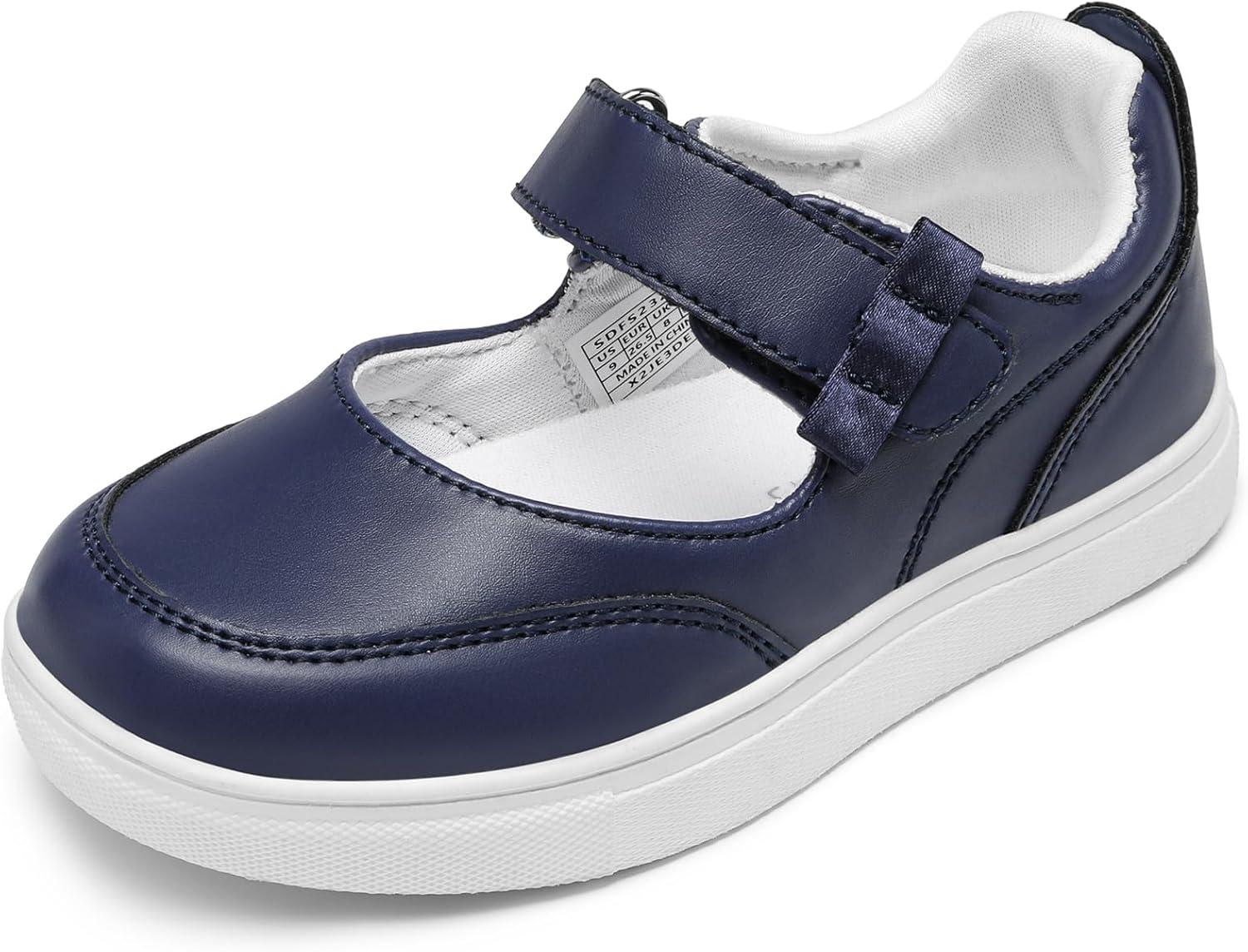imageDREAM PAIRS Kids Girls Mary Jane Sneakers Strap Toddler Little Girls School Shoes Soft Walking Party Flat ShoesNavy