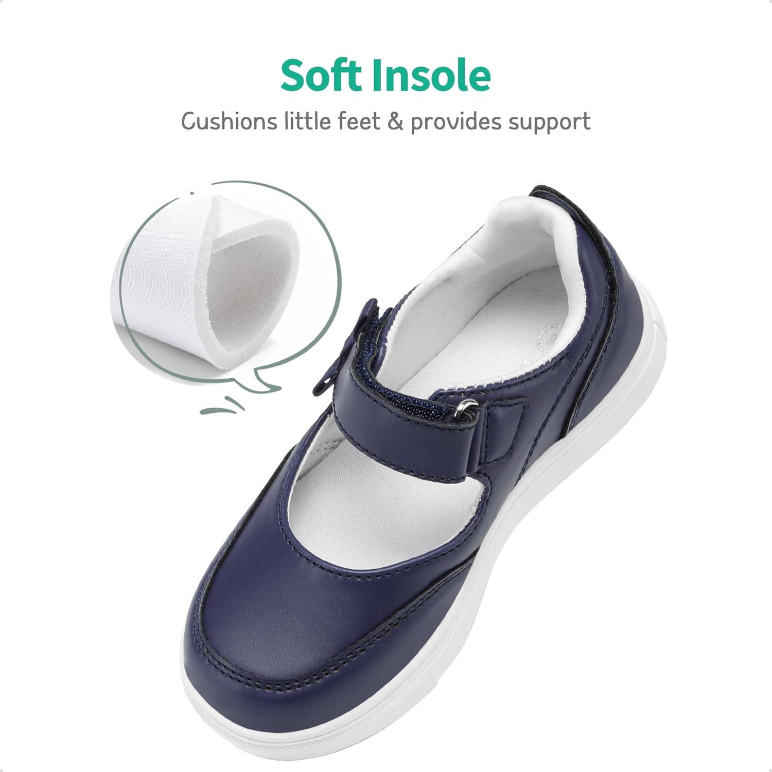 imageDREAM PAIRS Kids Girls Mary Jane Sneakers Strap Toddler Little Girls School Shoes Soft Walking Party Flat ShoesNavy