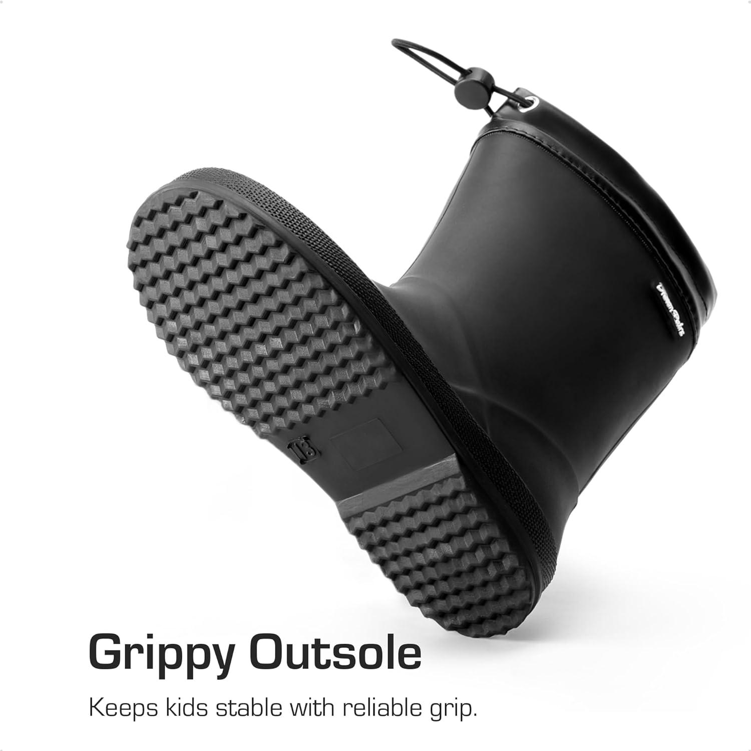 imageDREAM PAIRS Kids Rain Boots Boys Girls Lightweight Boots Waterproof Easyon Outdoor Playing Rain Boot UnisexChildAll Black